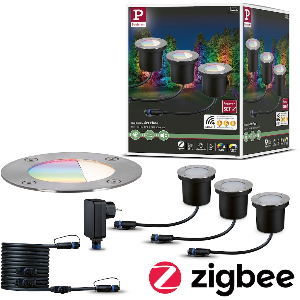 Paulmann LED Einbauleuchte »Plug & Shine«, 3 flammig-flammig, LED-Modul, IP65 RGBW 24V ZigBee