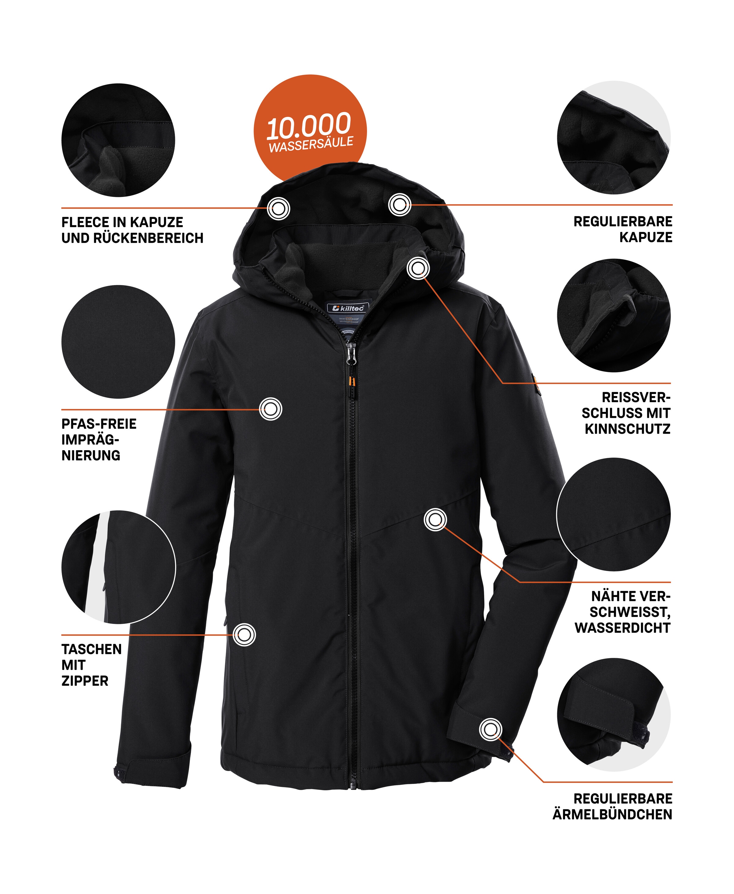 Killtec Funktionsjacke »KOW 221 BYS JCKT«, Wind- und wasserdichte Kinderjacke mit verstellbarer Kapuze
