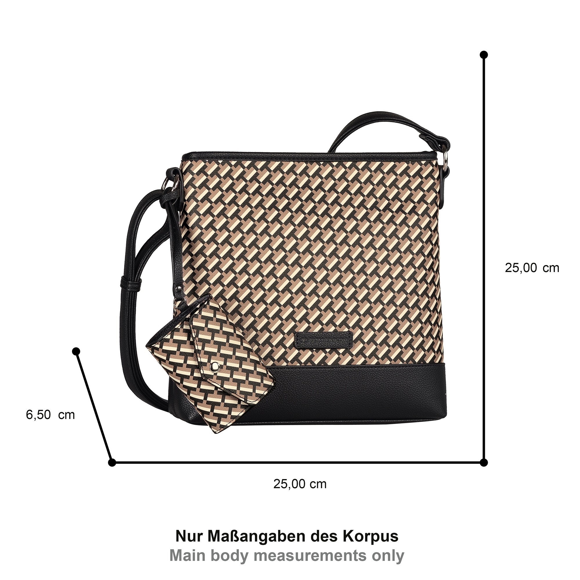 TOM TAILOR Umhängetasche »Xenia«, mit raffiniert geometrischen "T" Print des Logos auf dem Taschenkörper