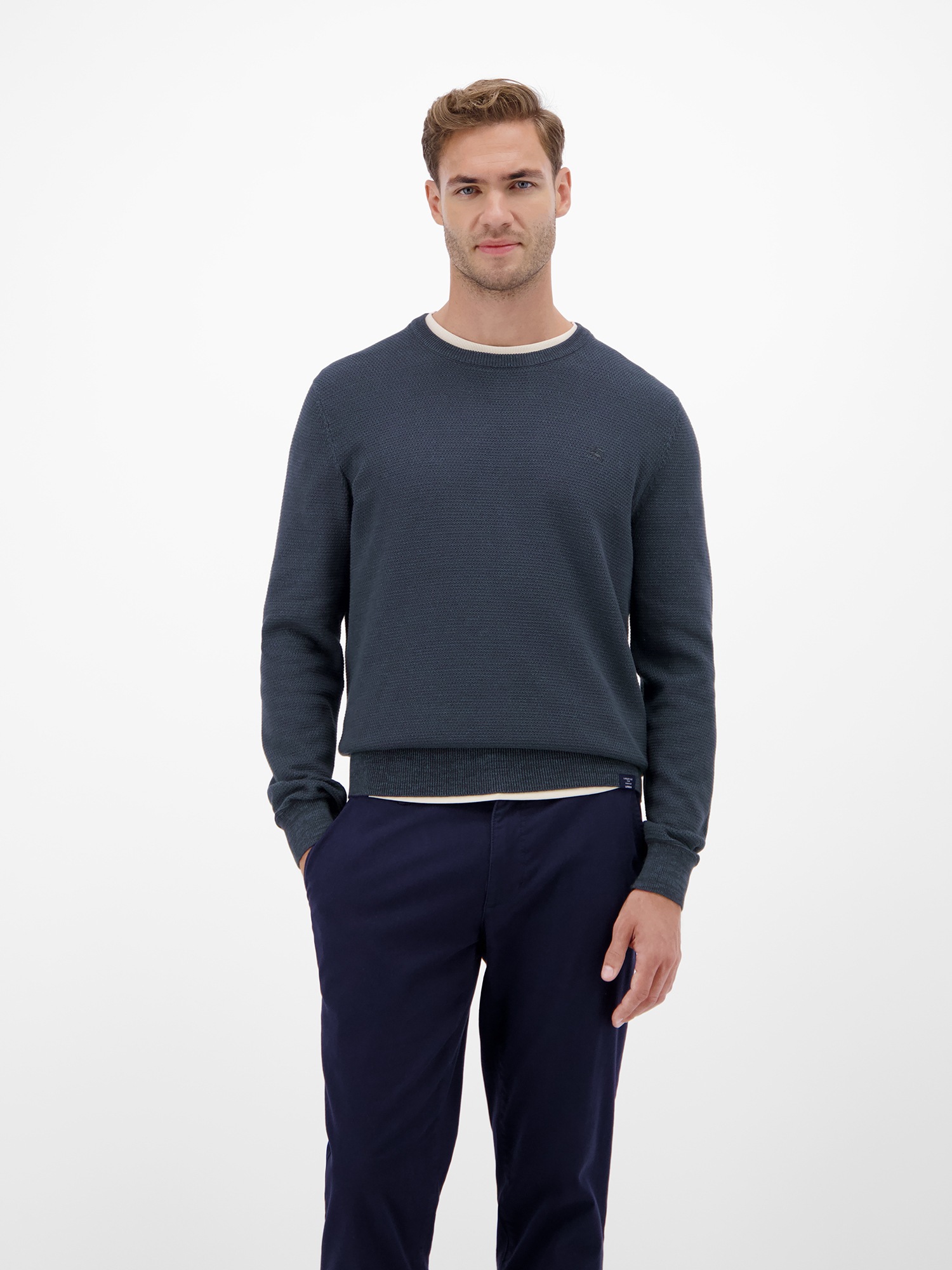 LERROS Strickpullover "Herren Strickpullover in Twist-Struktur" Rundhalsaus günstig online kaufen