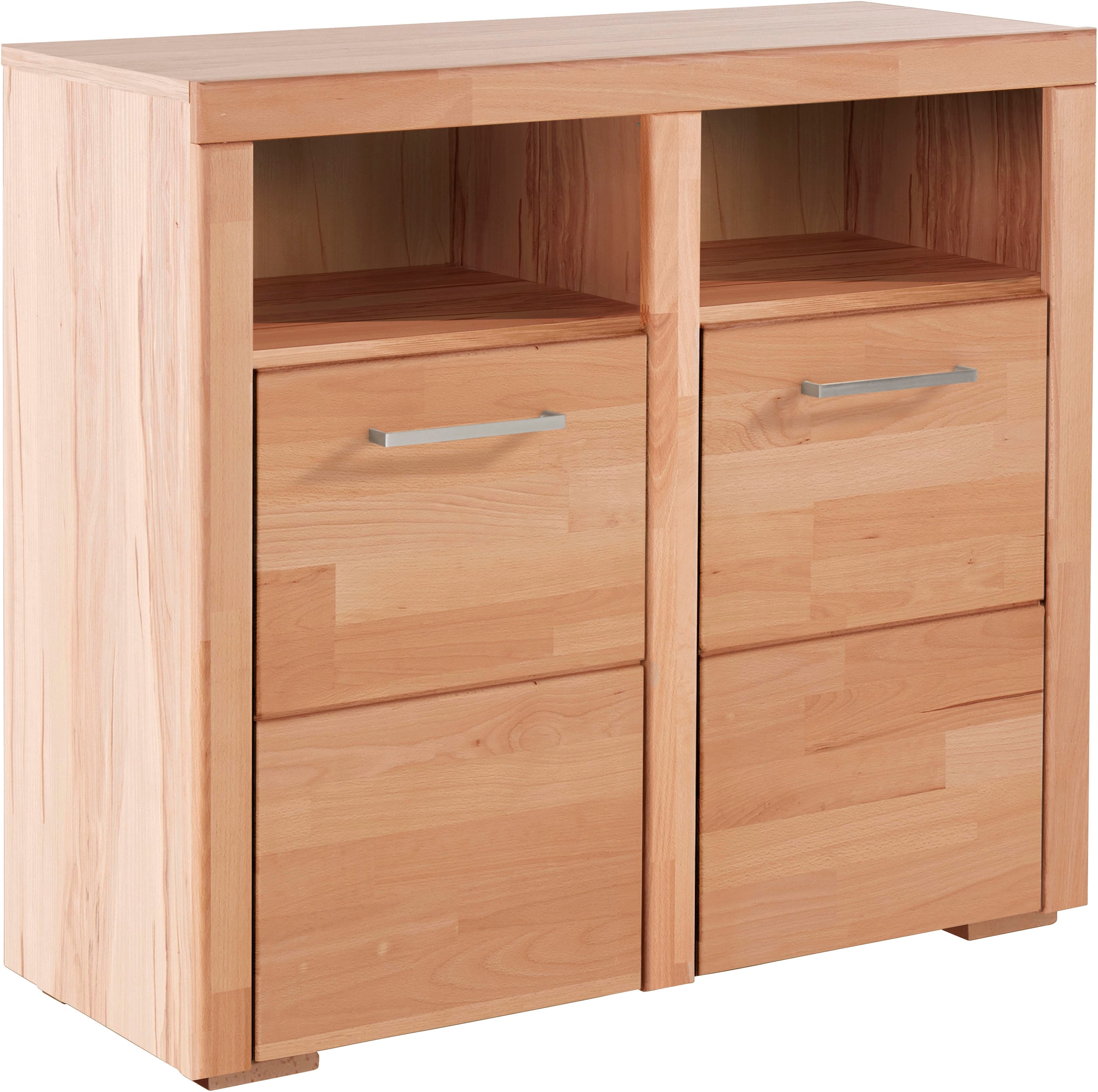 OTTO home 1100000002199 "Falco,89cm breit,35 cm tief, Fronten Massivholz" Kernbuche massiv, Holzwerkstoff, Metall Griffe,6Fächer