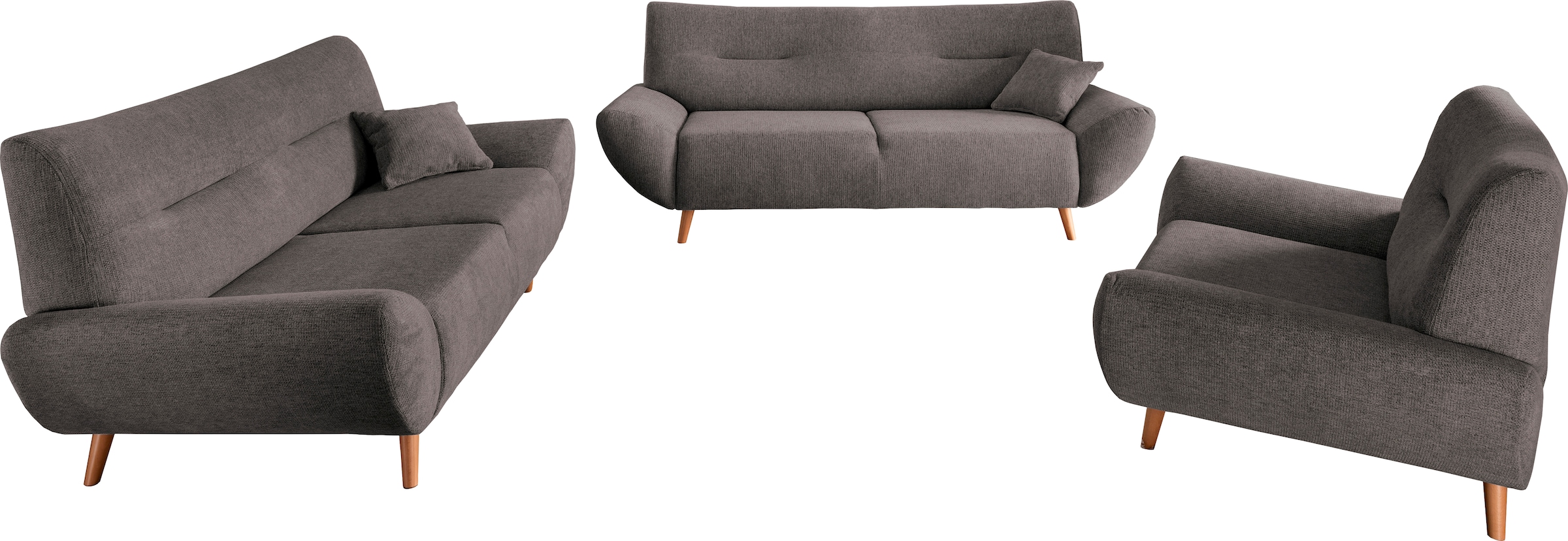 INOSIGN Polstergarnitur »Drago elegant und zeitlos, komfortabel, moderne Formensprache«, (Set, 3 tlg., 3-Sitzer, 2-Sitzer und Sessel), als Sessel/Polsterecke erhältlich, versch. Stoffe, inkl. 2 Zierkissen