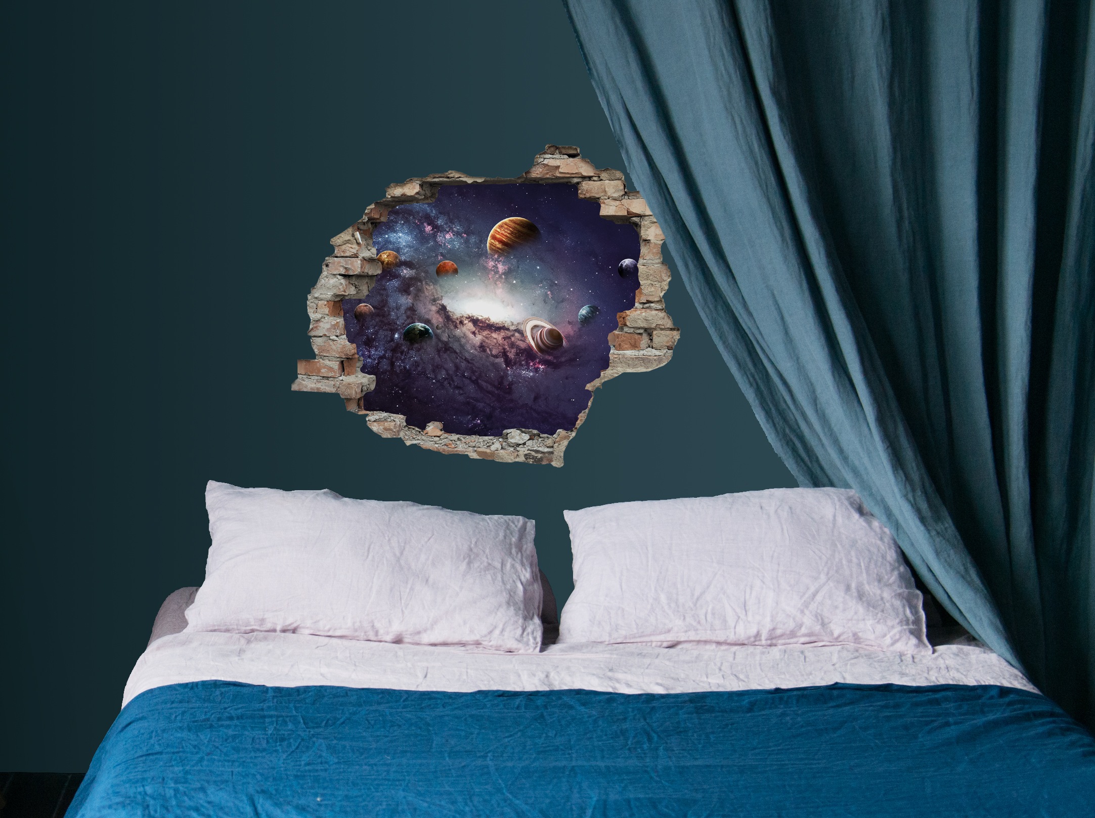 queence Wandtattoo »Planeten«, (1 St.), Wandsticker, Wandbild, selbstklebend, 3D, Wanddurchbruch