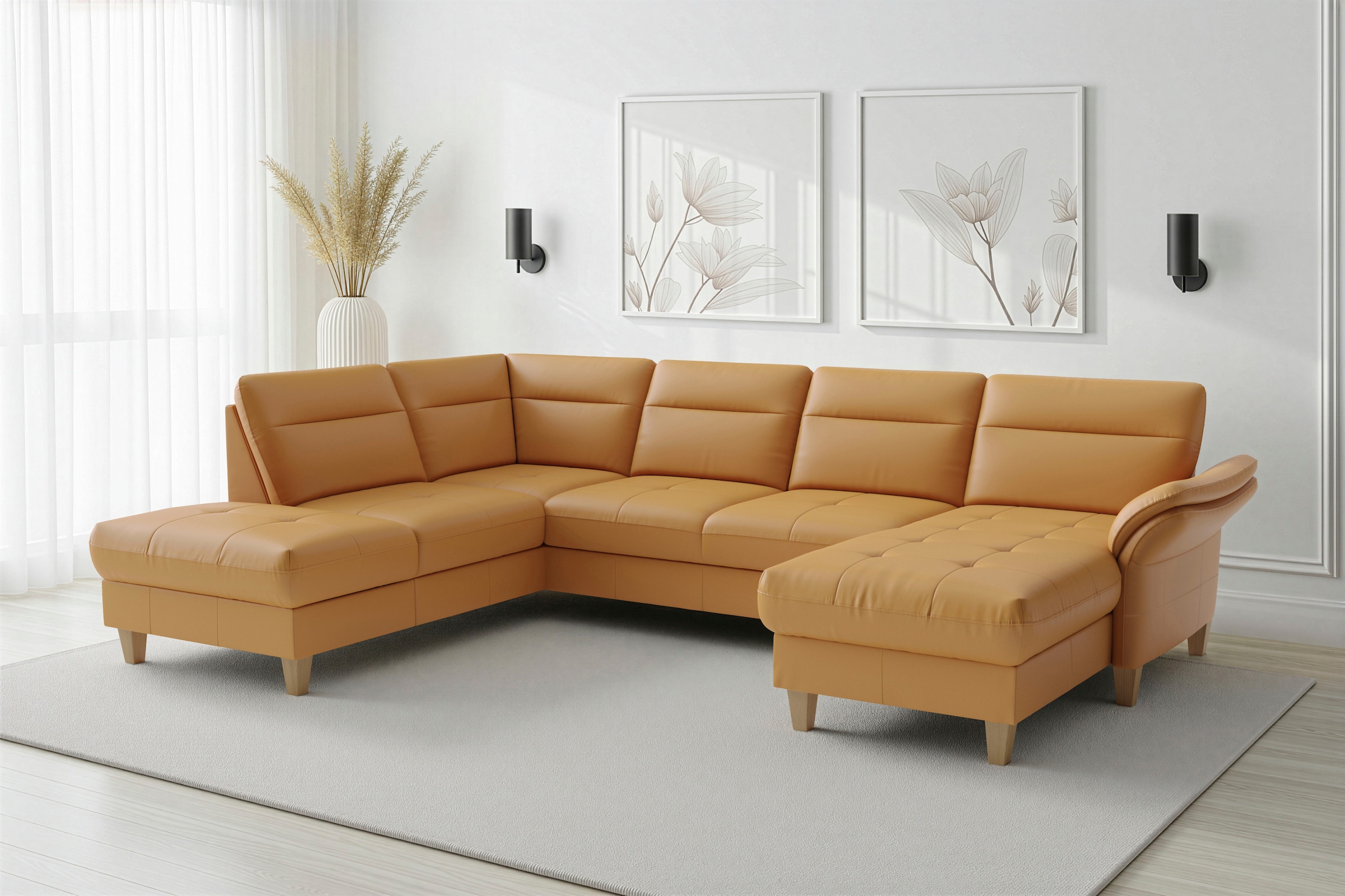 sit&more Wohnlandschaft "Pamela U-Form, B: 292 cm, optional Schlaffunktion & Bettkasten, Leder"