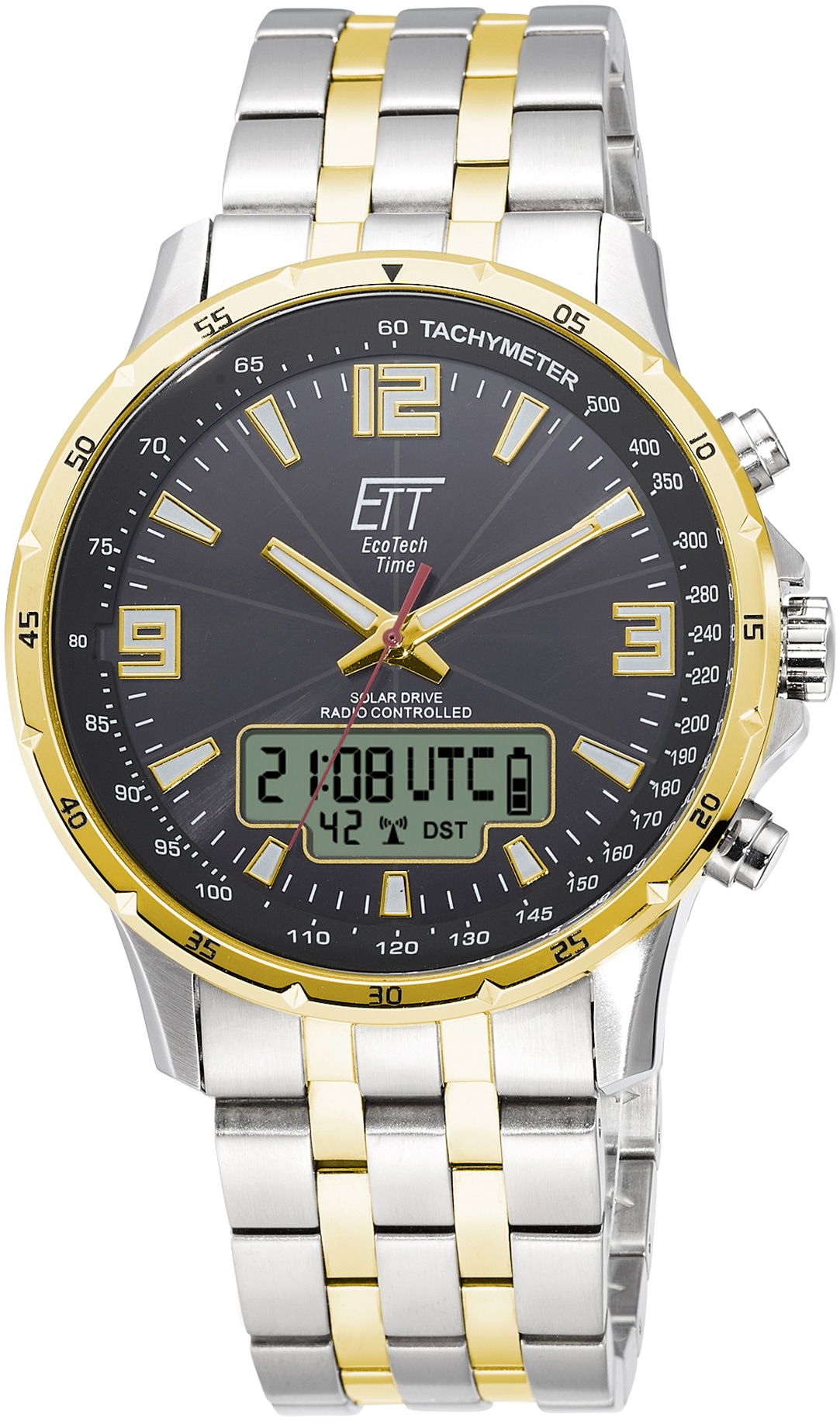 ETT Funkchronograph »Professional, EGS-11553-21M«, Armbanduhr, Herrenuhr, Stoppfunktion, Datum, Solar