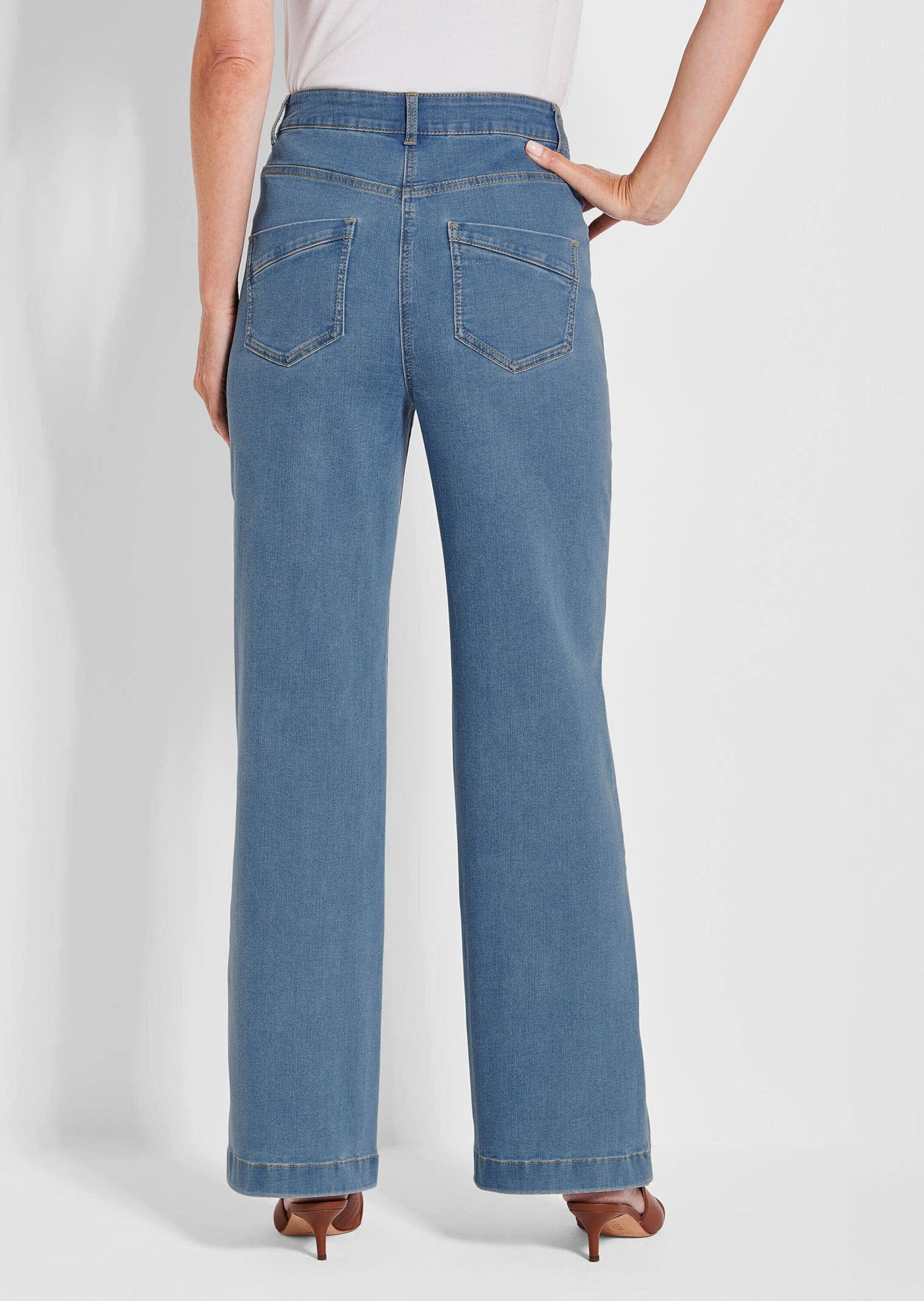 GOLDNER Stretch-Jeans »Weite Jeans VERA in Blau, Kontrastnähte«