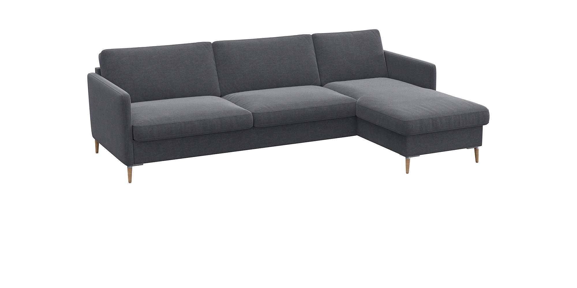 FLEXLUX Ecksofa »Fiore, super Sitzkomfort durch Kaltschaum im Sitz, L-Form«, schmale Armlehnen, Füße Alu+ Eiche