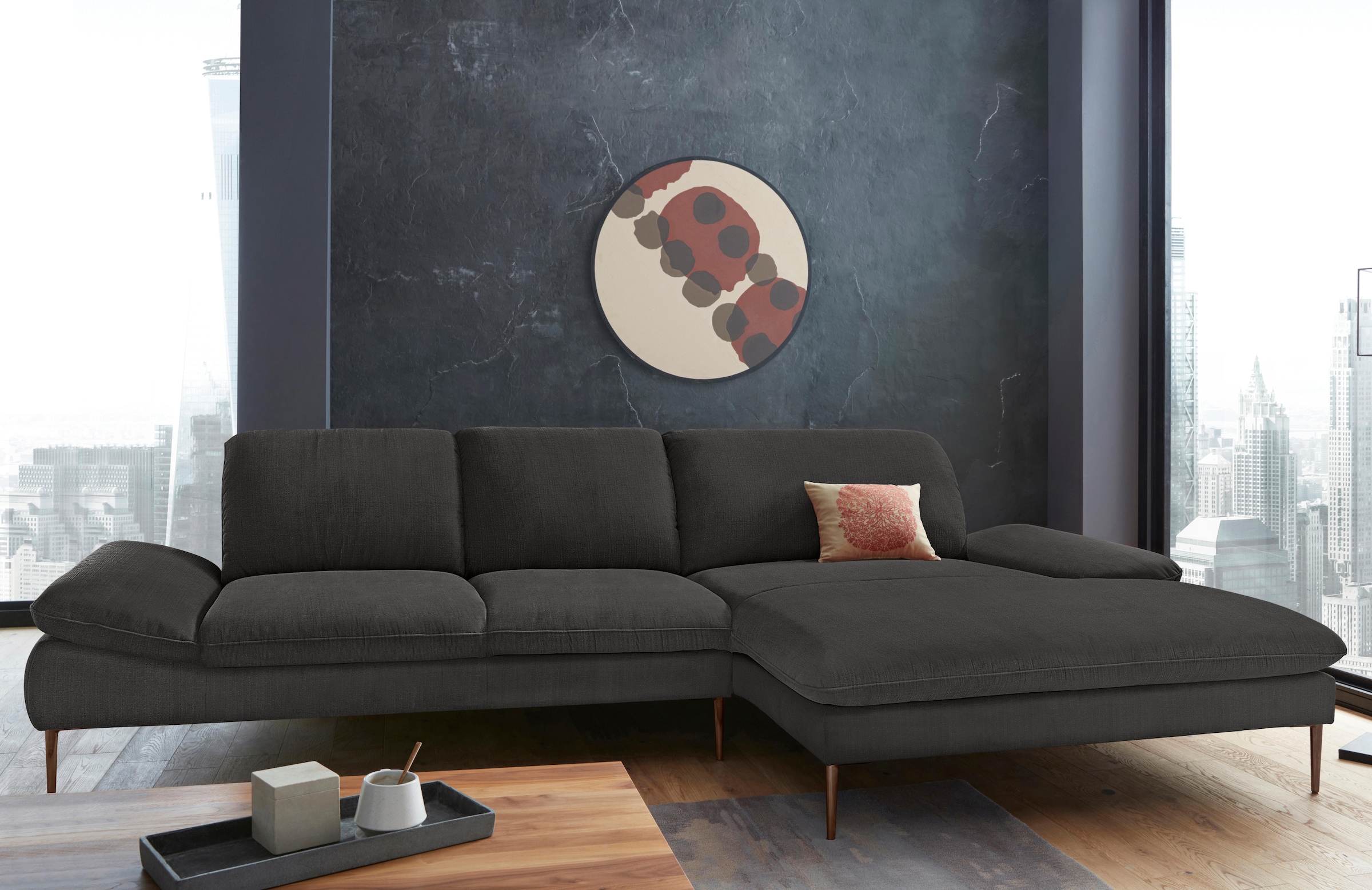 W.SCHILLIG Ecksofa "enjoy&MORE, Designsofa, bequem, elegant und zeitlos, L-Form" Sitztiefenverstellung, Füße bronze pulverbeschichtet, Breite 340 cm