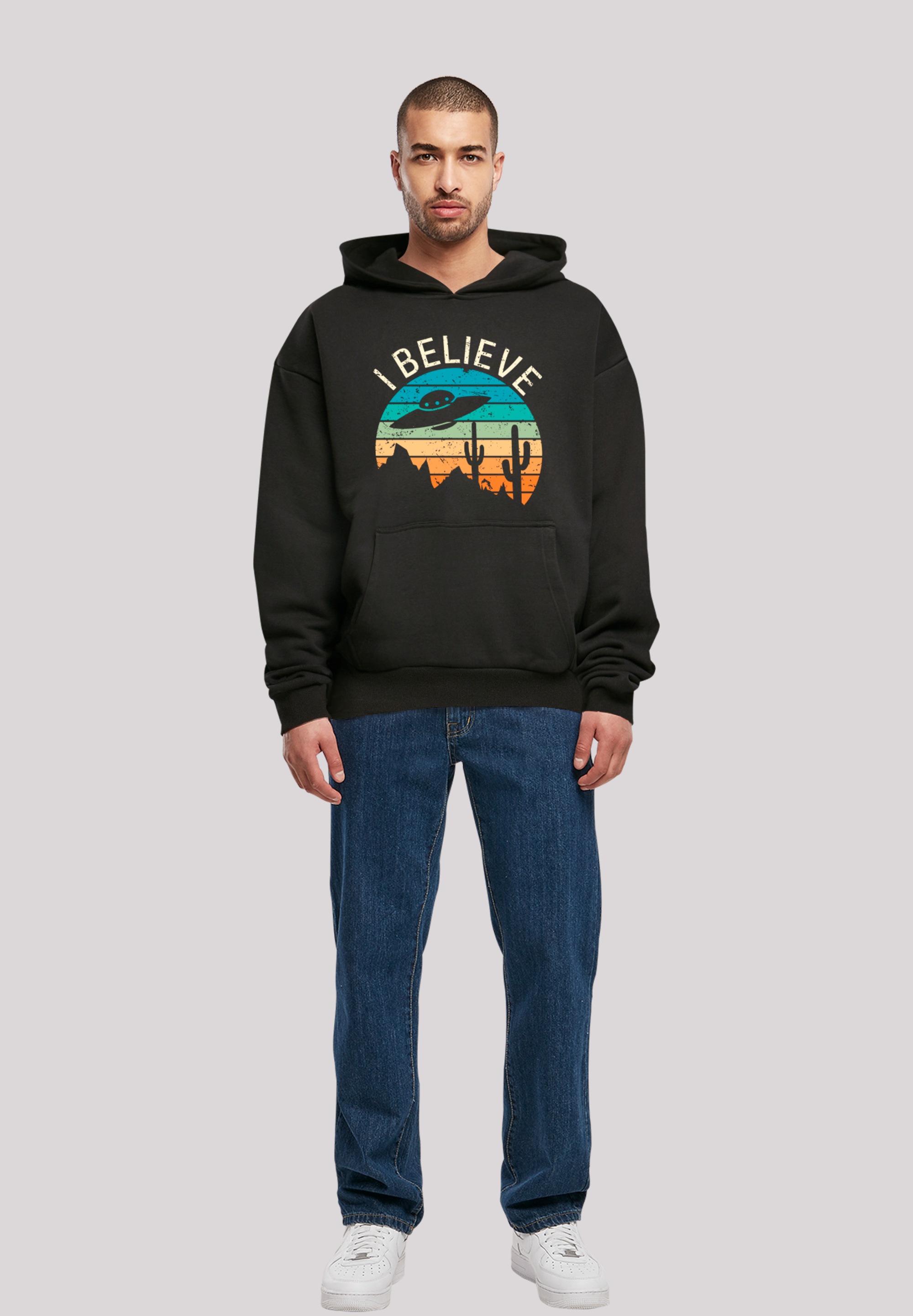 F4NT4STIC Kapuzenpullover »I Believe UFO Alien Sonnenuntergang«, Premium Qualität