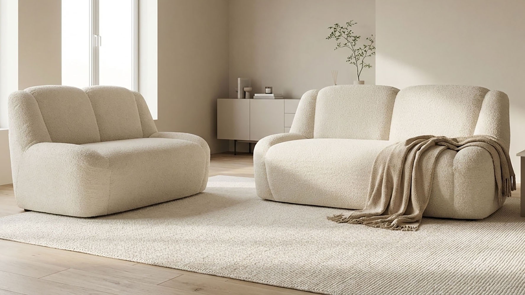 DOMO collection Polstergarnitur »Ryos, 2-Sitzer und 2,5-Sitzer, organische Form« Set, 2 tlg. skulpturale Opik, cozy chic