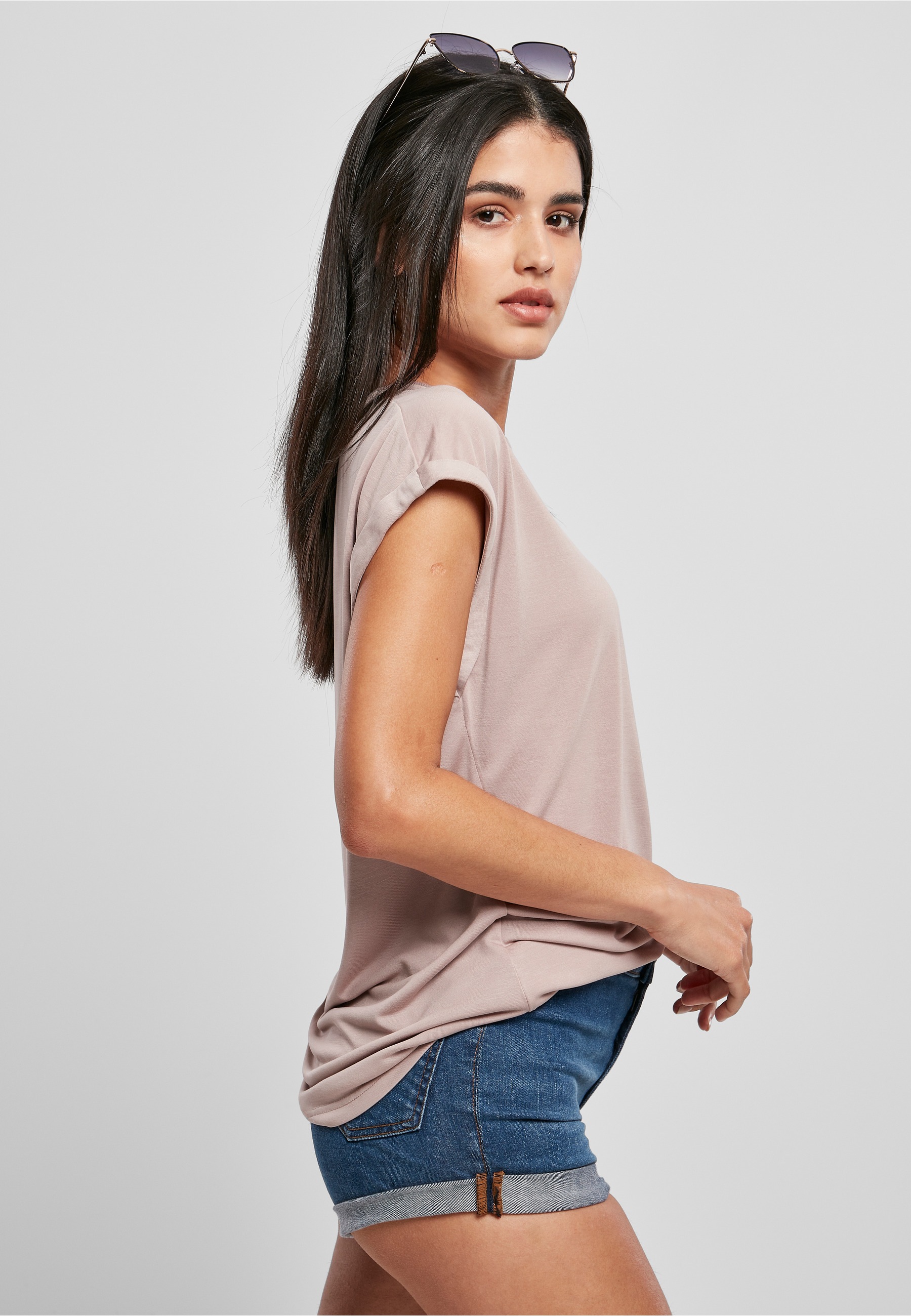 URBAN CLASSICS Kurzarmshirt »Urban Classics Damen Ladies Modal Extended Shoulder Tee« 1 Stk.