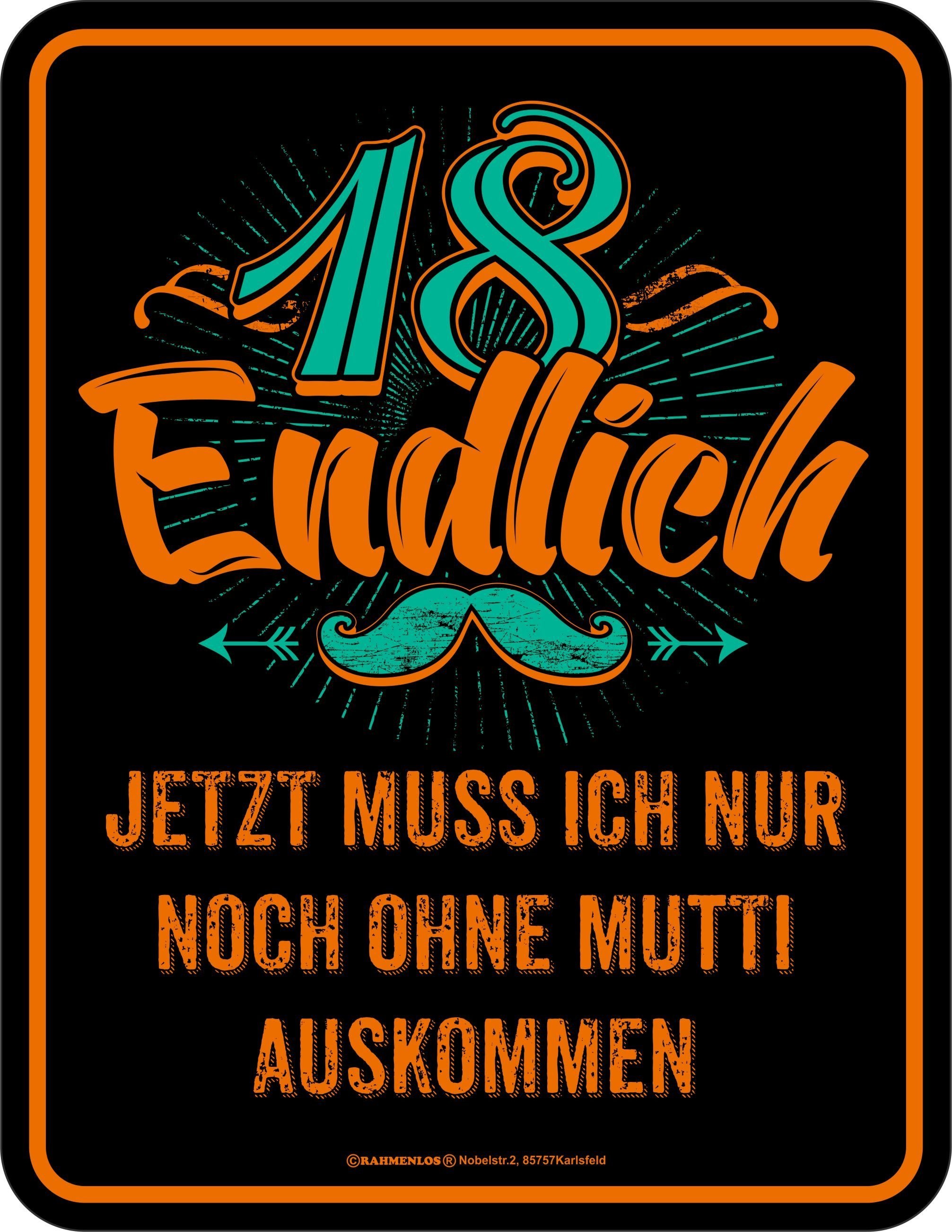 Rahmenlos Blechschild Zum 18 Geburtstag Kaufen Baur