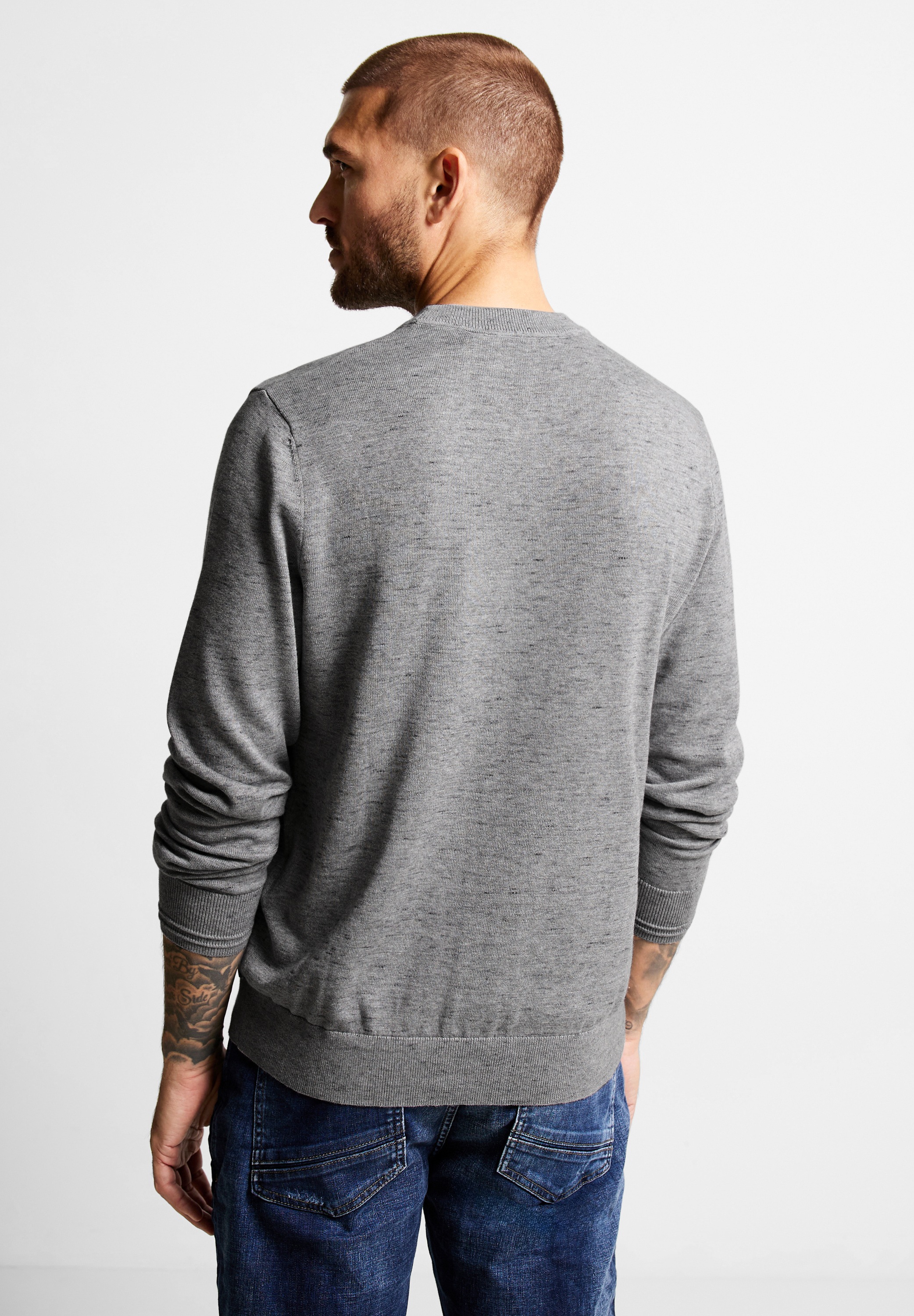 STREET ONE MEN Stehkragenpullover, mit Rippstrickdetails