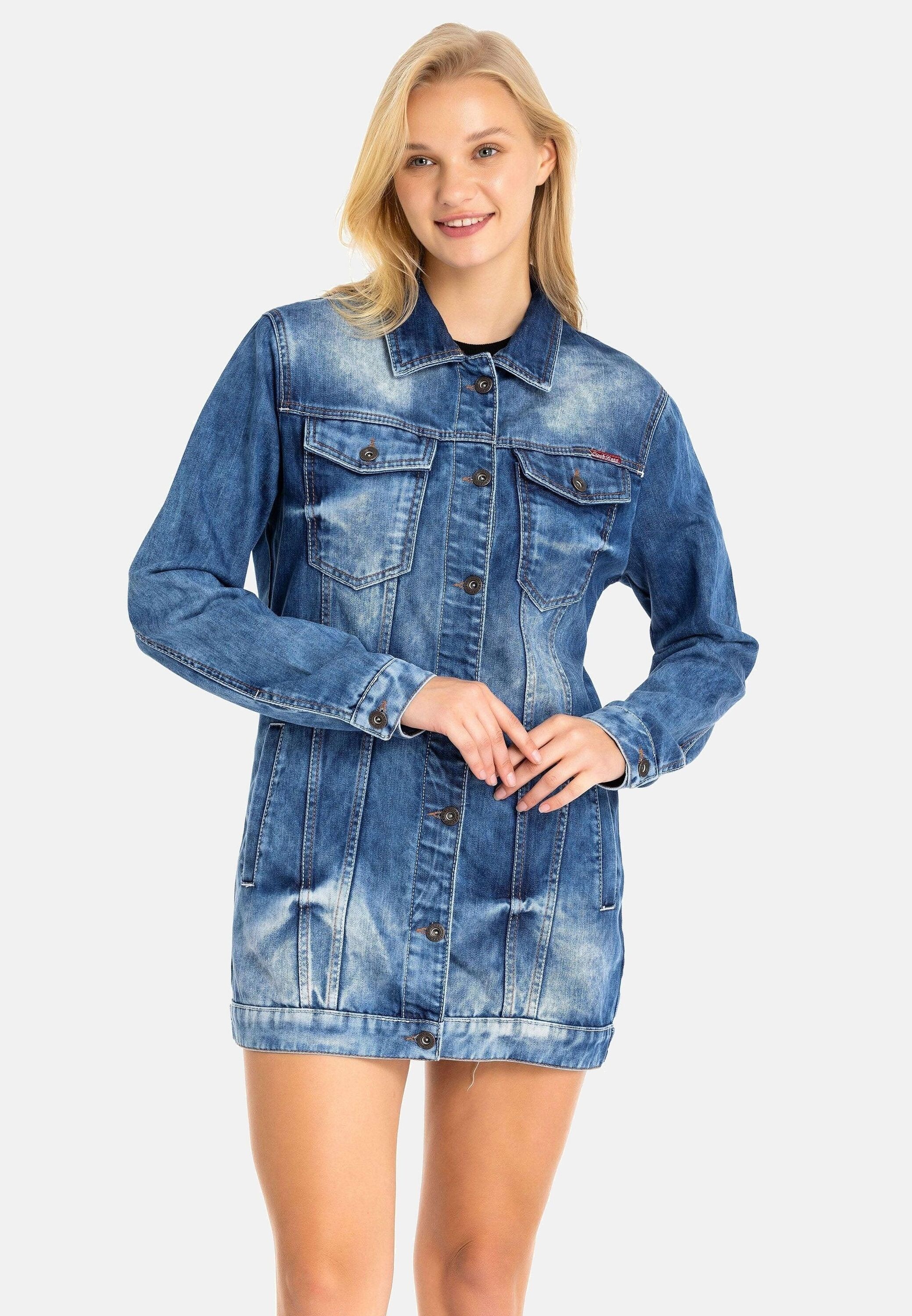Cipo & Baxx "Jeansjacke" ohne Kapuze mit stylischen auffälligen Elementen, WJ211