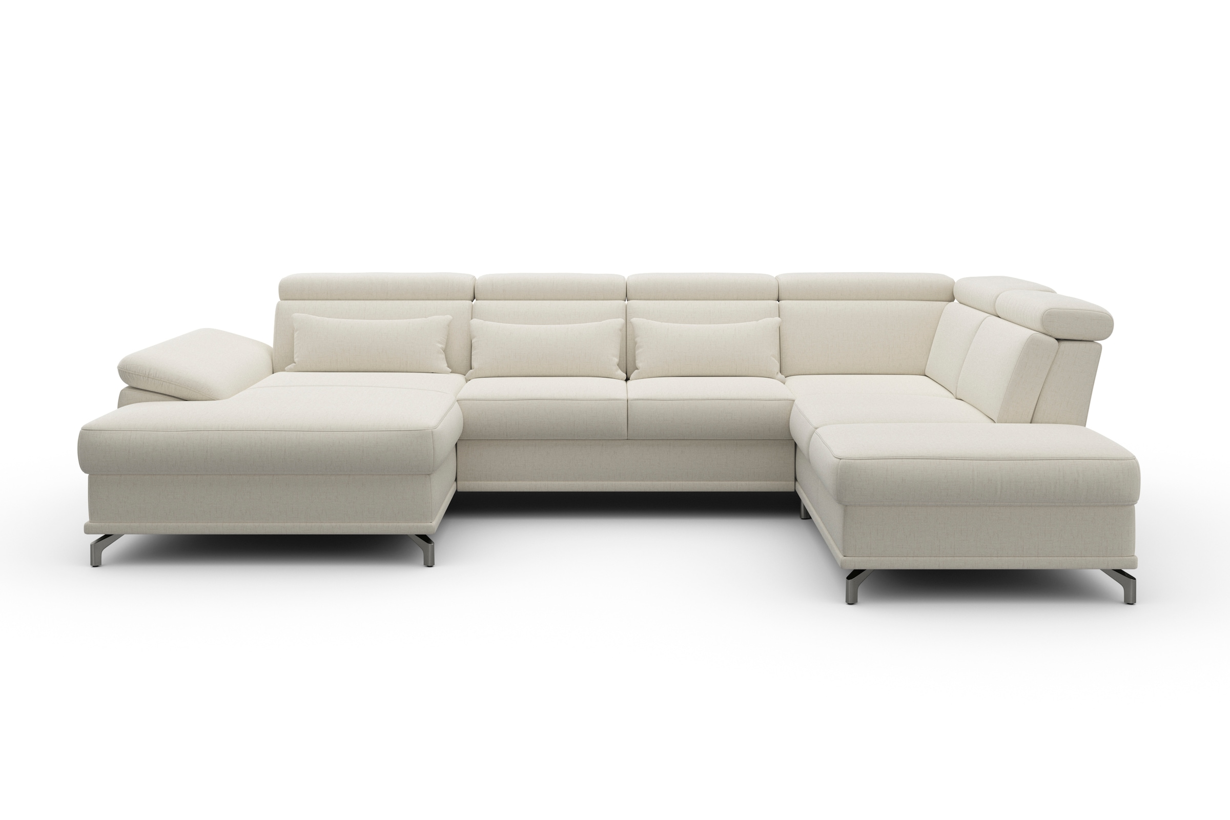 sit&more Wohnlandschaft »Cabrio U-Form, mit Sitztiefenverstellung, Arm- und Kopfteilverstellung«, 3 Nierenkissen, Federkern, optional Bettfunktion und Stauraum