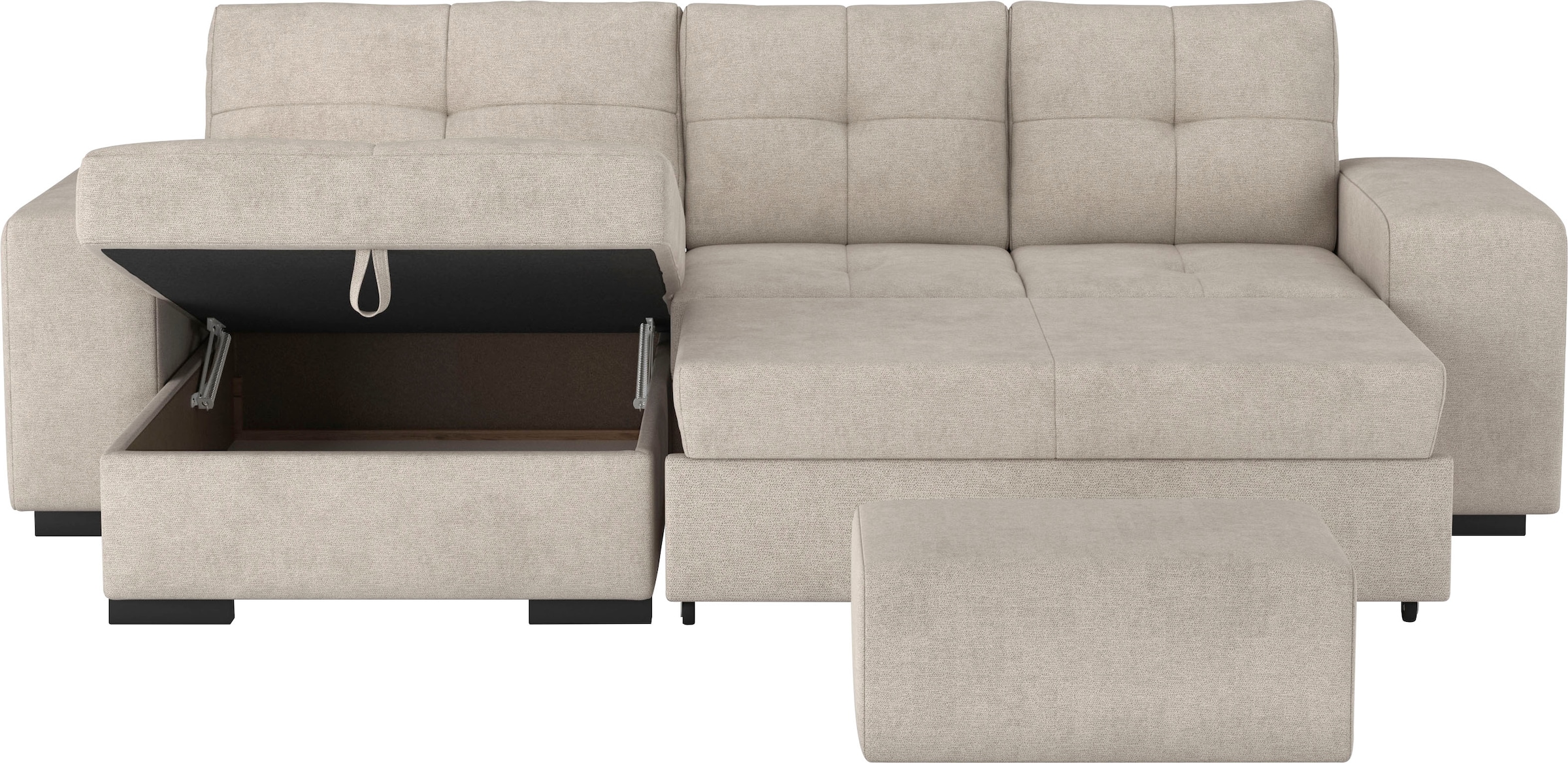 COTTA Ecksofa »Mattina L-Form«, inkl. Hocker, wahlweise mit Bettfunktion und Bettkasten