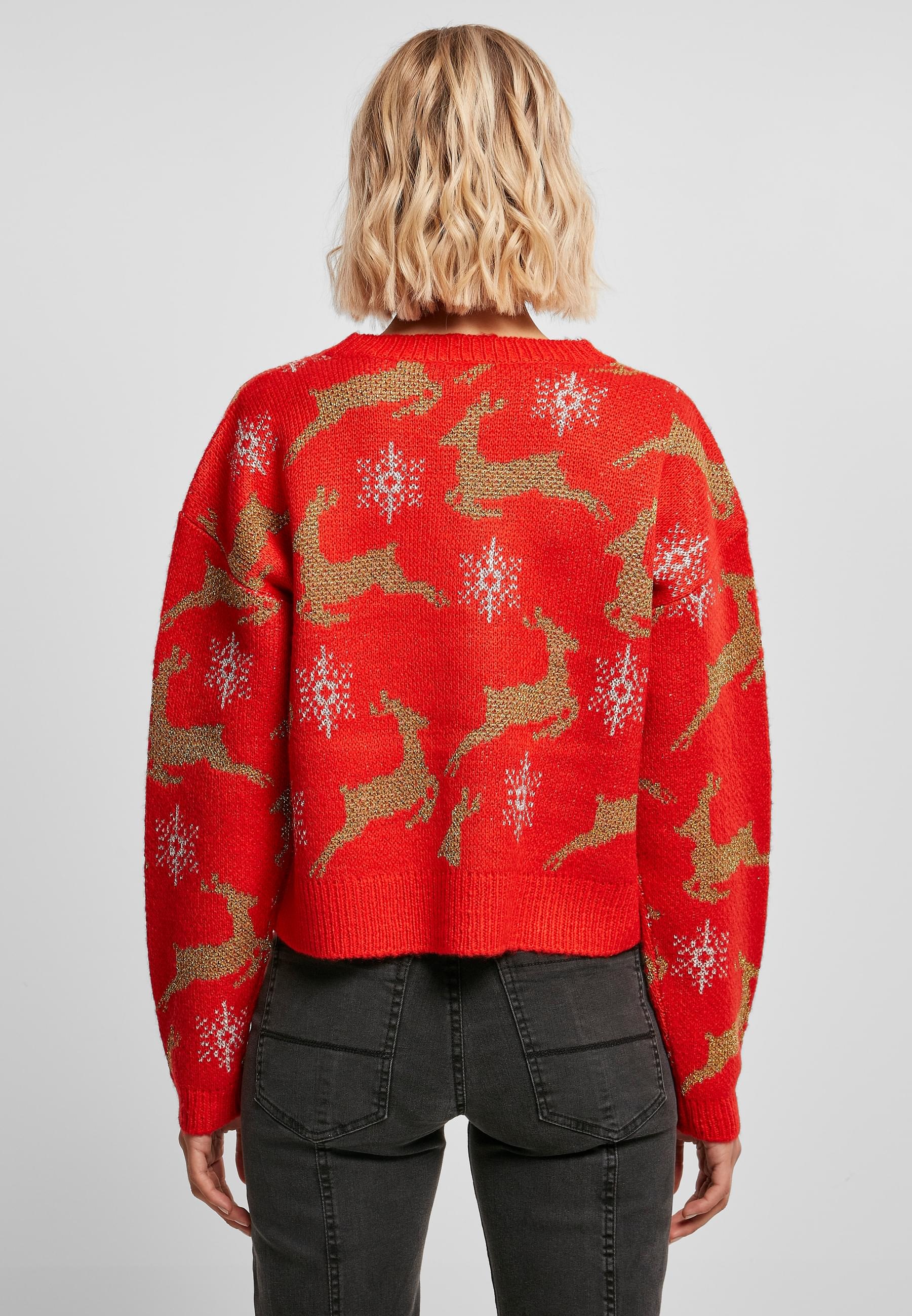 URBAN CLASSICS Cardigan »Urban Classics Damen Ladies Short Oversized Christmas Cardigan«
