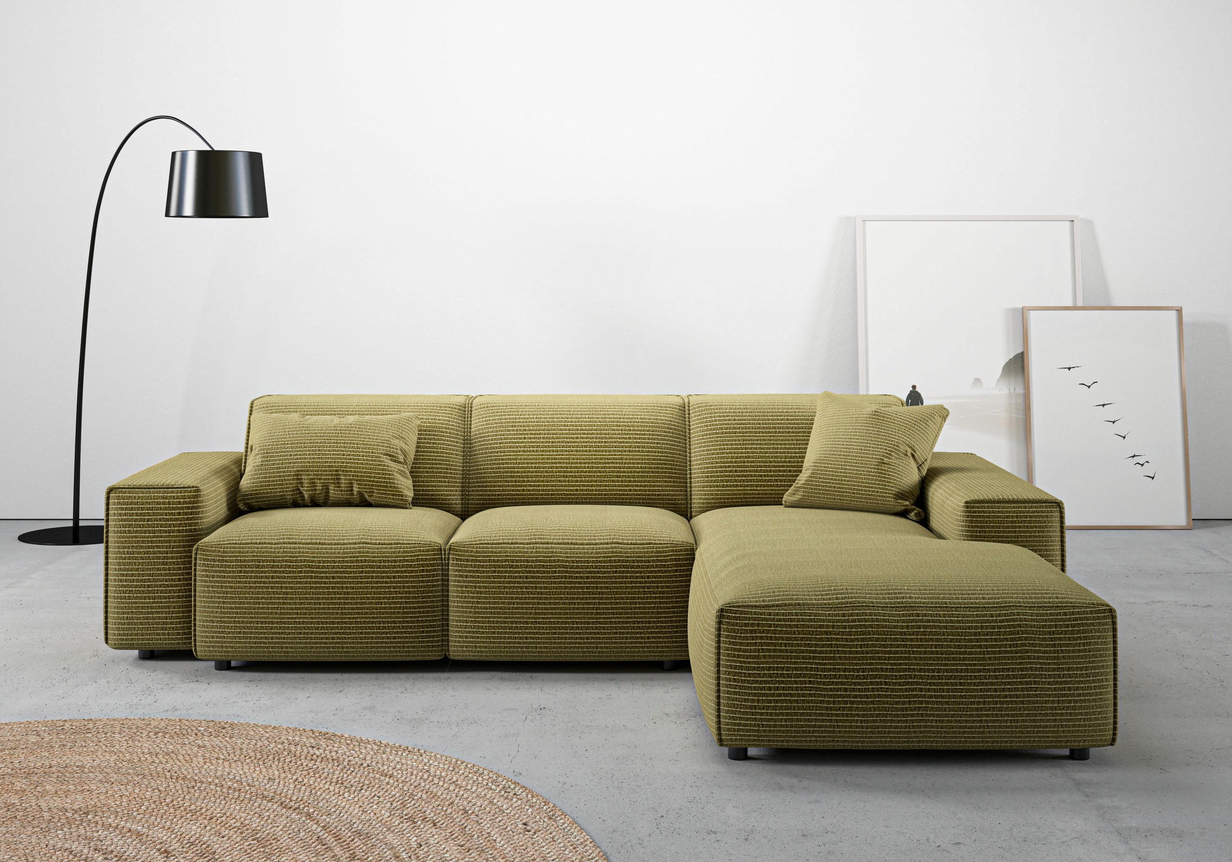 Home affaire Ecksofa "Glimminge L-Form auch in Breitcord, Feincord + Easy care-Bezug," Breite 264, Zierkissen