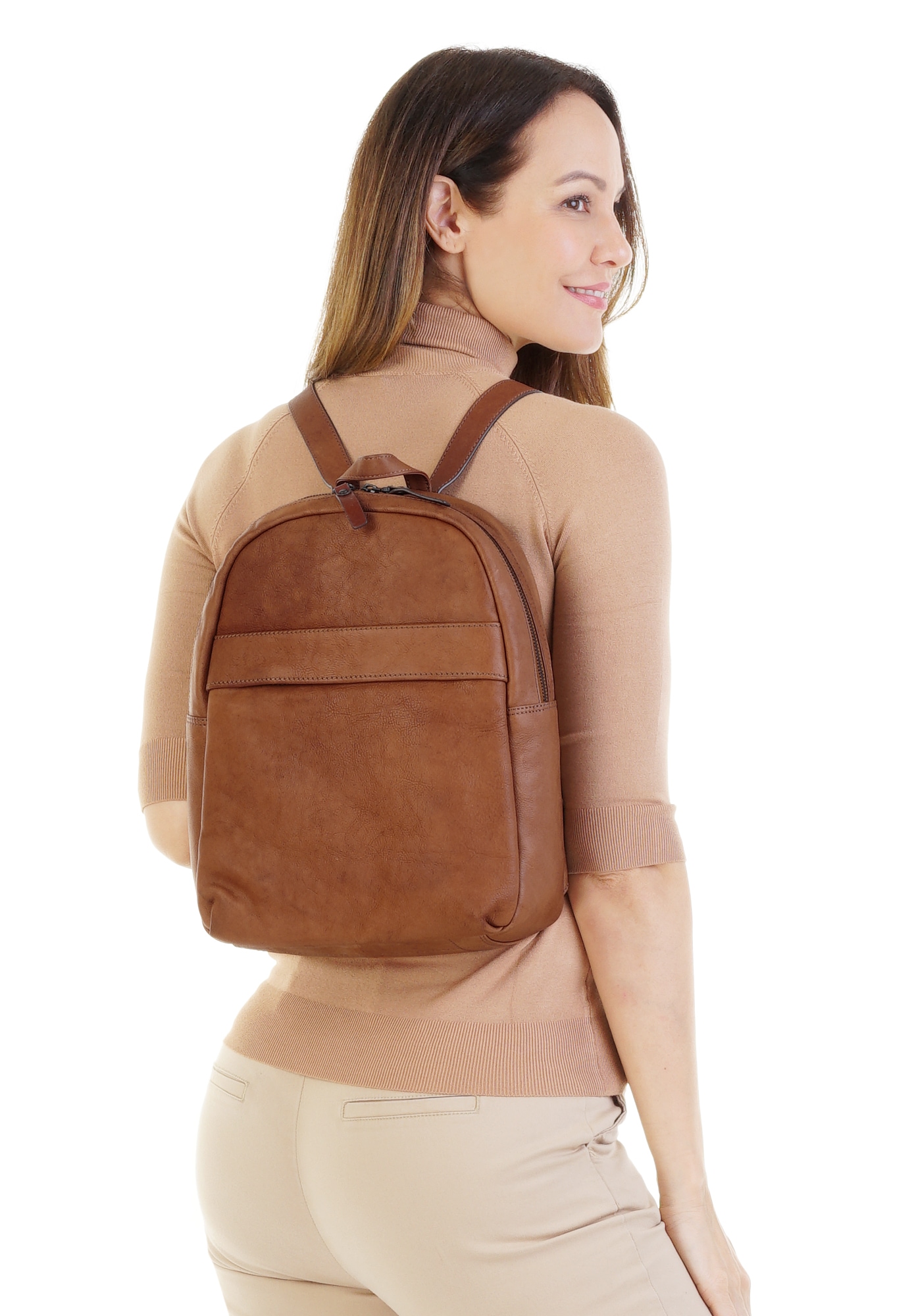 X-Zone Laptoprucksack, echt Leder