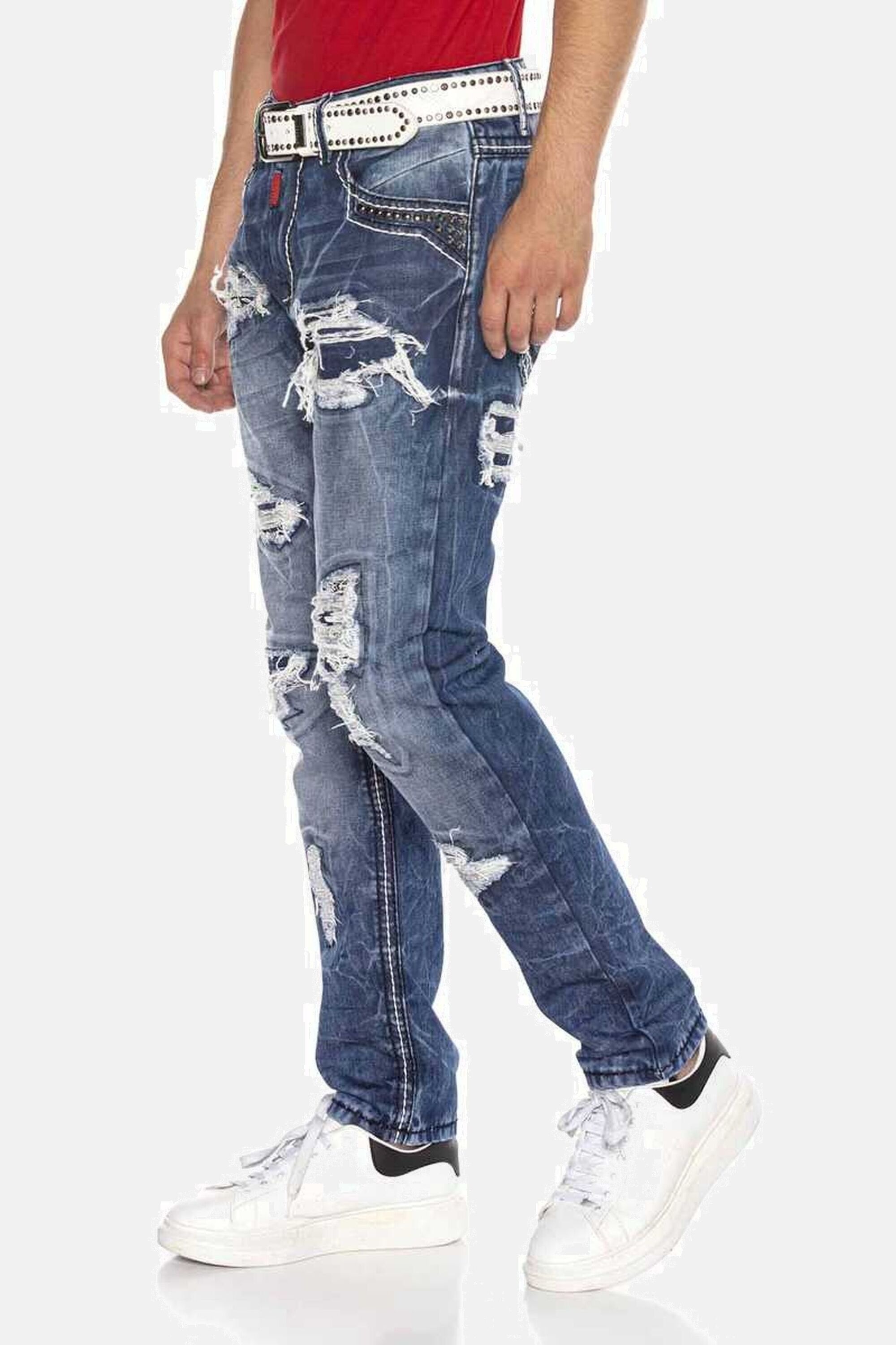 Cipo & Baxx Straight-Jeans »DENIM«, bequeme Jeans im angesagten Destroyed-Look, CD644