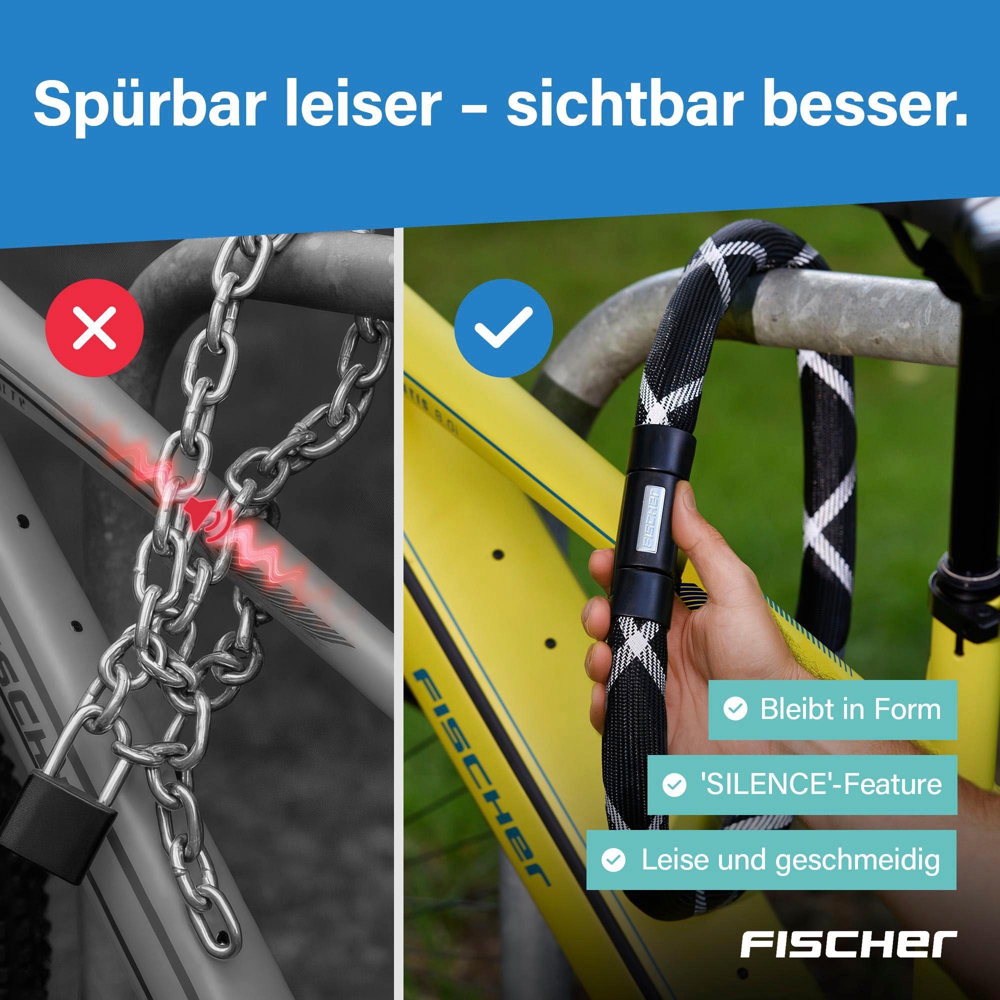 FISCHER Fahrrad Kettenschloss »Kettenschloss SILENCE CK100/32 schwarz«