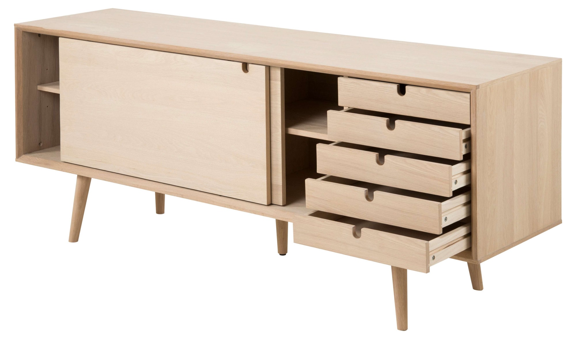 ACTONA GROUP Sideboard »Century«  mit 5 Schubladen hinter der Schiebetüren«, Eiche/furnier, Schiebetür, B: 180 cm