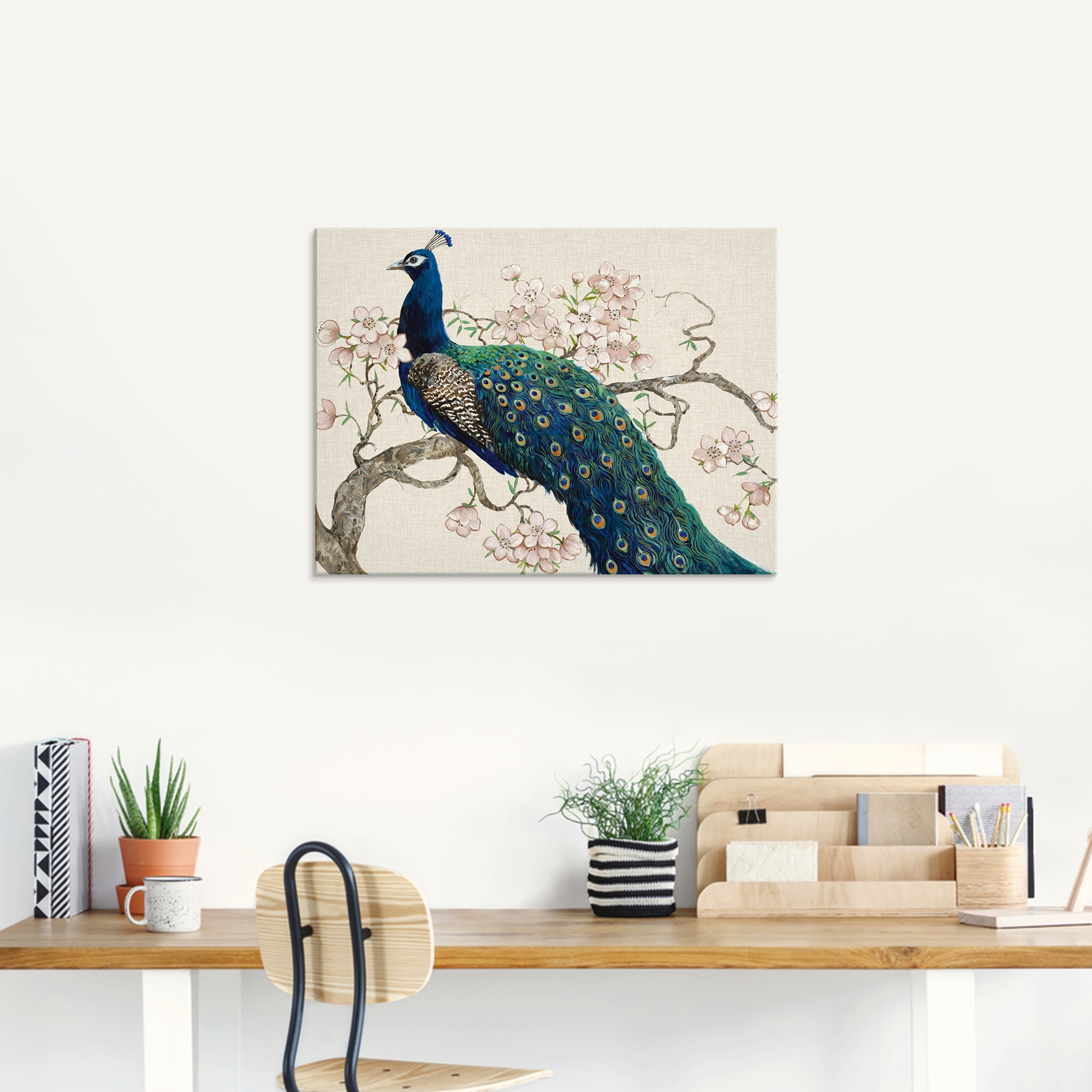 Artland Glasbild "Pfau & Blüten II", Vögel, (1 St.), in verschiedenen Größe günstig online kaufen