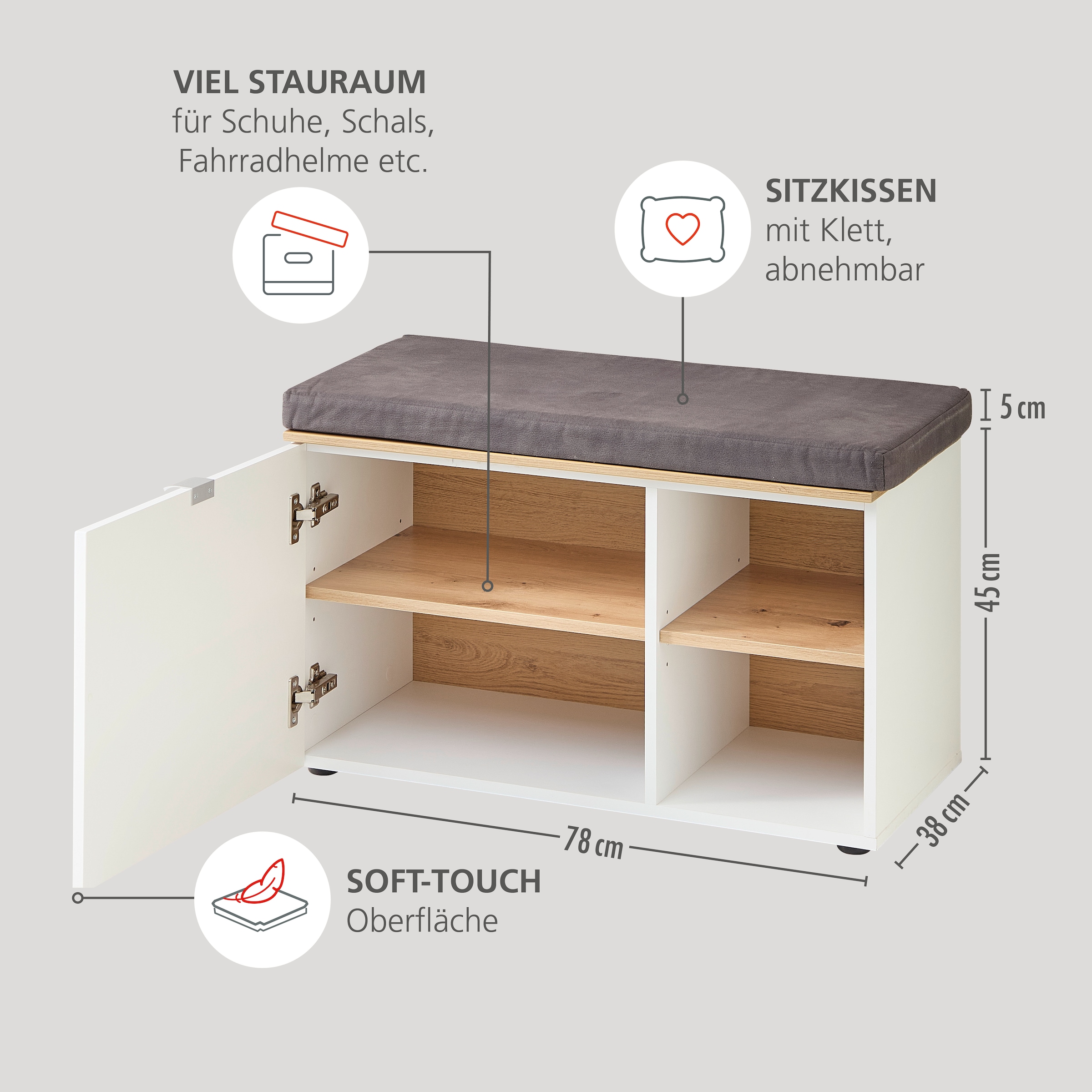 Innostyle Garderoben-Set »Bari Garderobenprogarmm, BxHxT 264x202x38 cm« Set, 5 Stk. tlg.