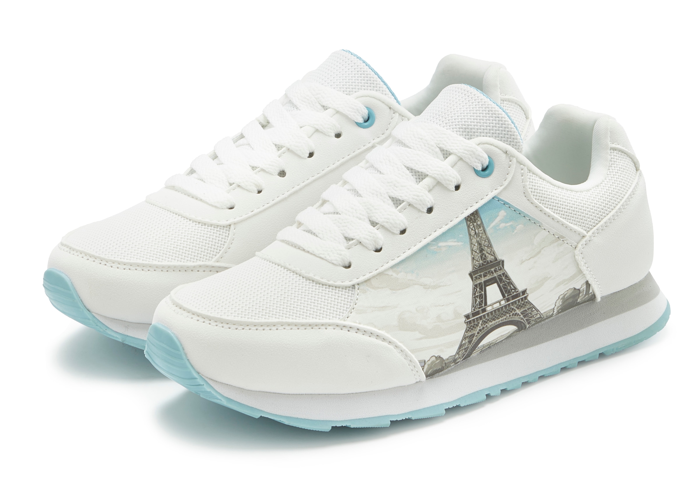LASCANA Sneaker »Freizeitschuh, Schnürhalbschuh,«  NEU mit raffiniertem Städte-Druck und herausnehmbarer Innensohle