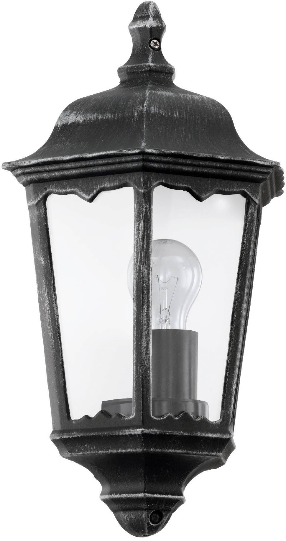 EGLO Wandleuchte "Navedo Außen-Wandlampe, Wandlampe aus Aluguss und Glas, E27, IP44", 1, H: 43cm, 1 Stk.schwarz, Badezimmer, Leuchten,