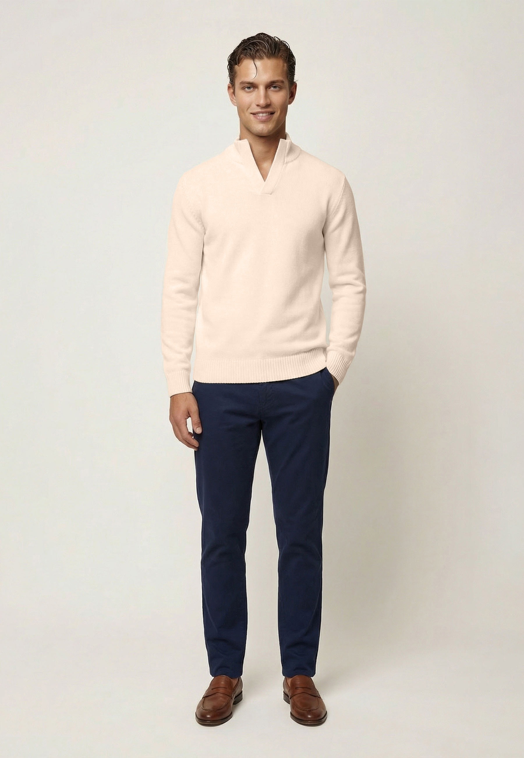 Felix Hardy Mock Neck Sweater Beige M 2