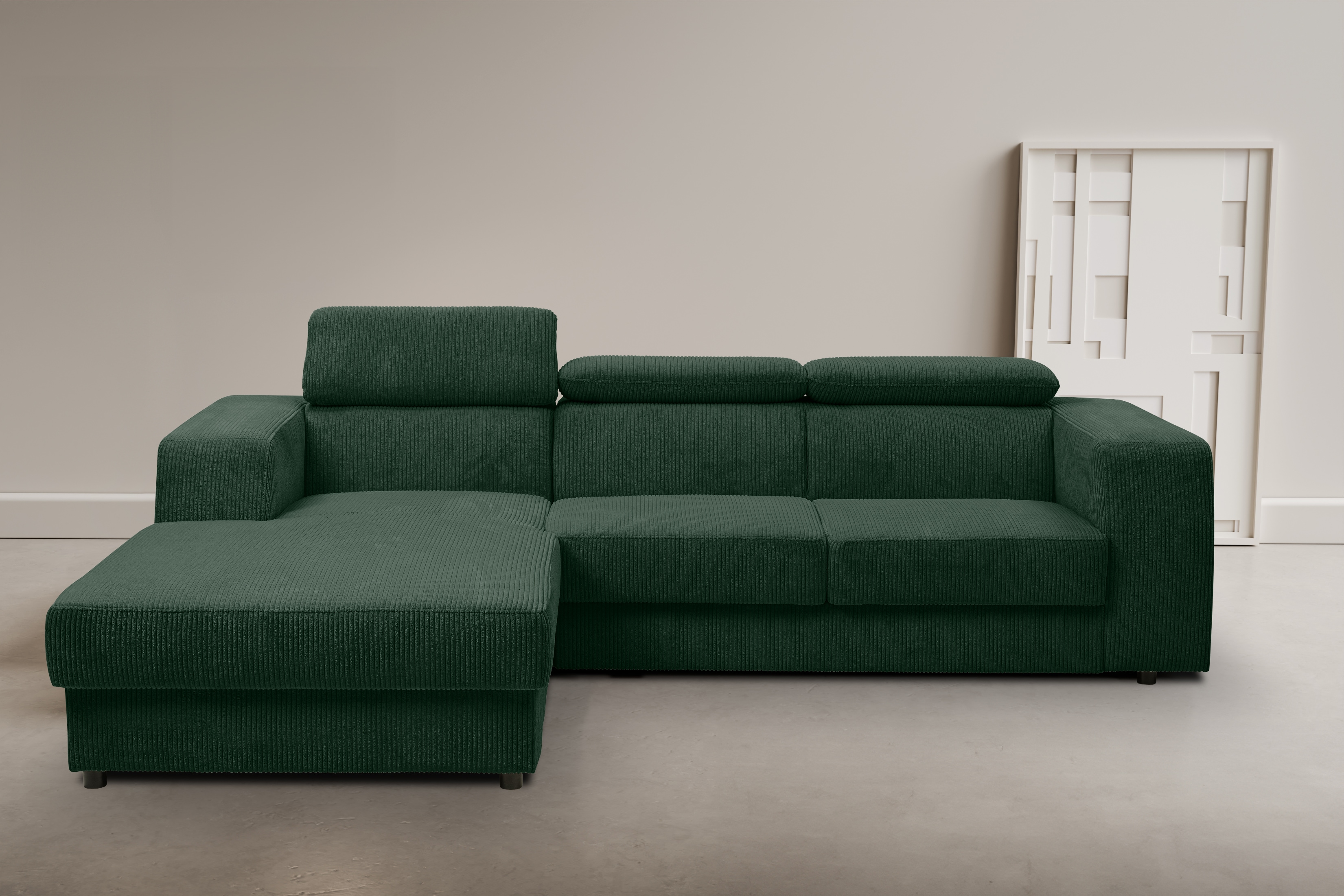 WERK2 Ecksofa "Cherry 270 x 192 cm modern und bequem" Cord, L-Form, XXL, Schlaffunktion, Bettkasten