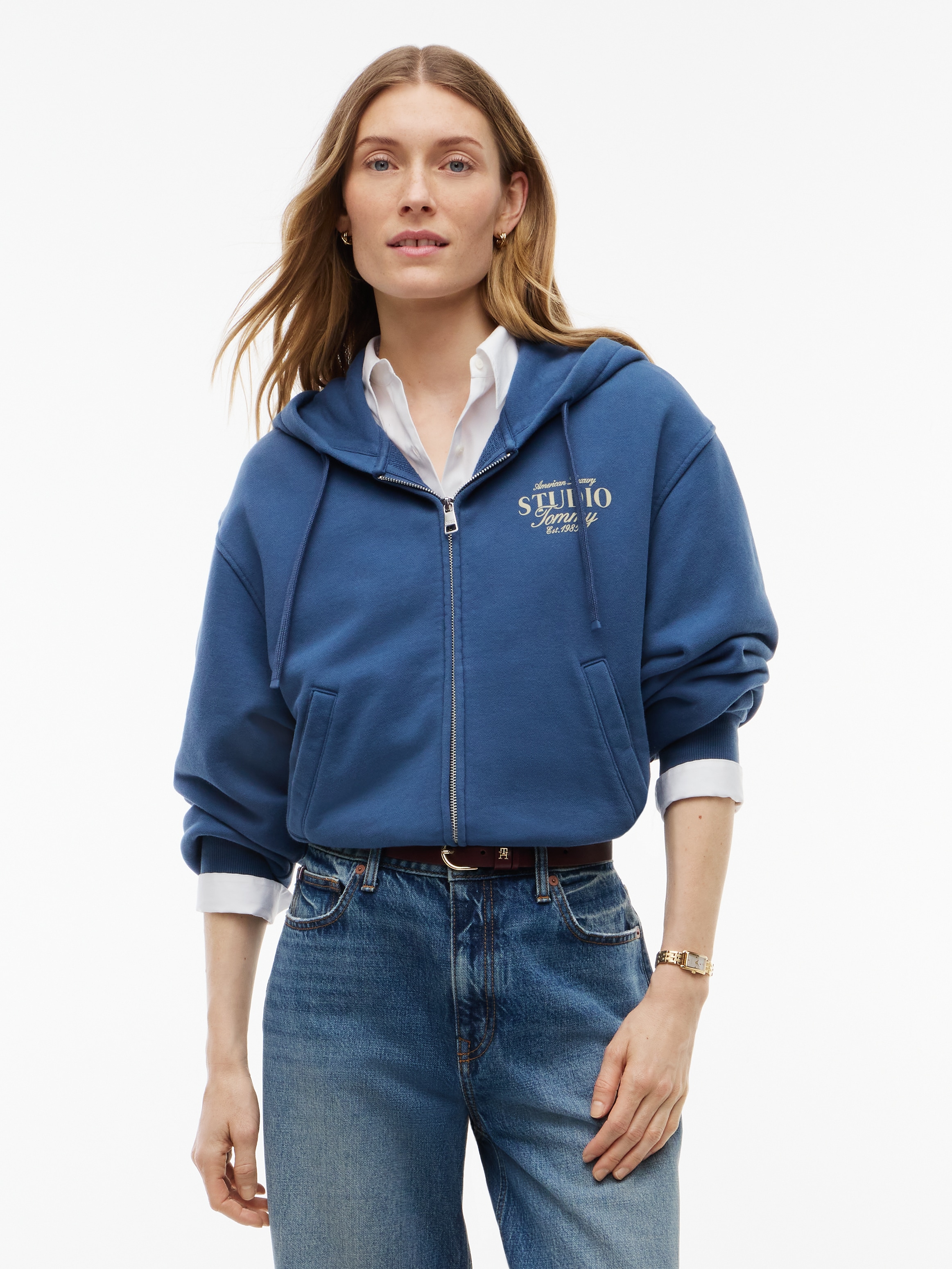 Tommy Hilfiger Sweatjacke "STUDIO TOMMY ZIP-UP HOODIE SWT" Baumwolle