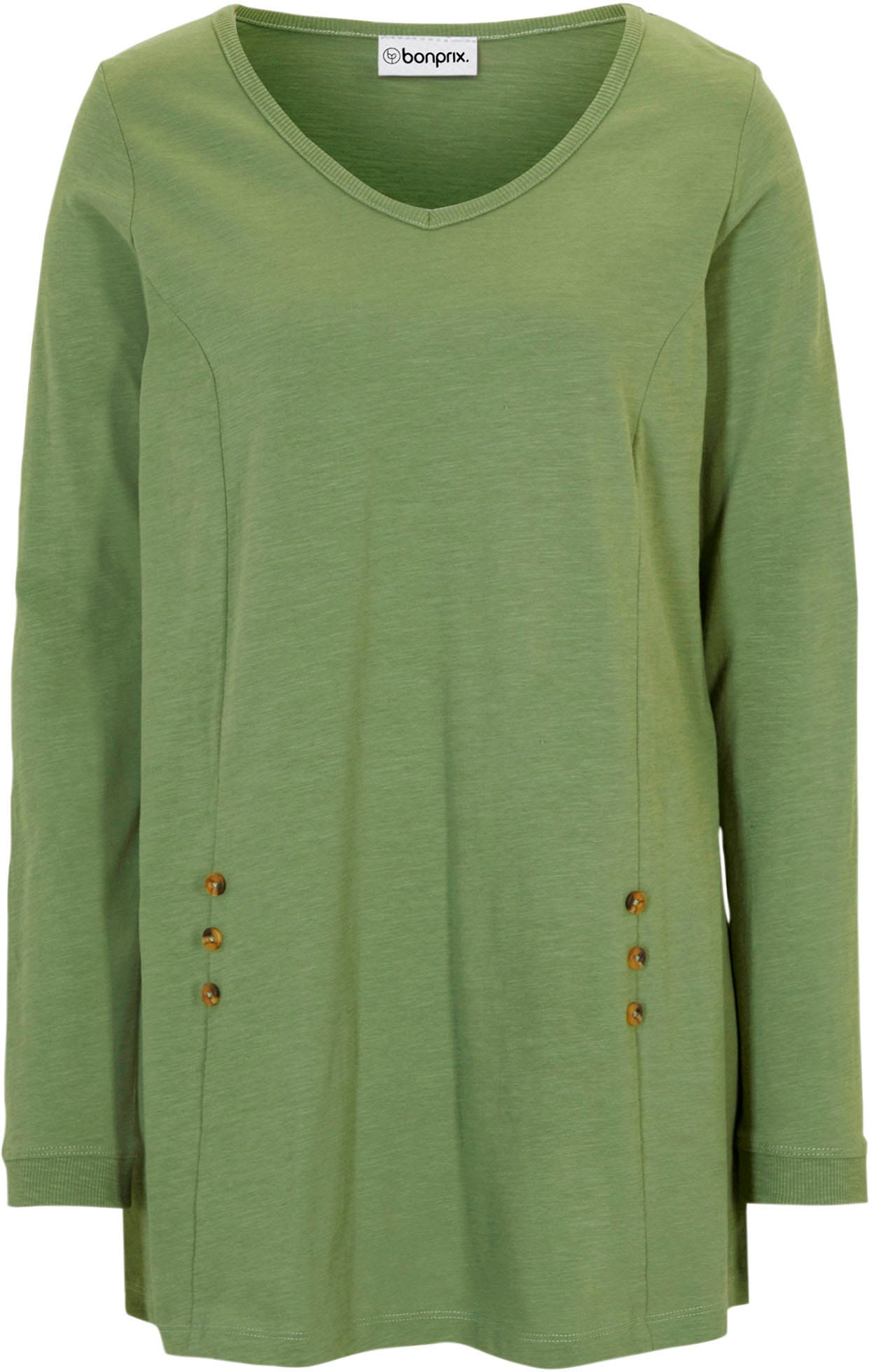 bonprix Longshirt A-Linie, mit dekorativen Knöpfen, aus Baumwolle, Casual Stil