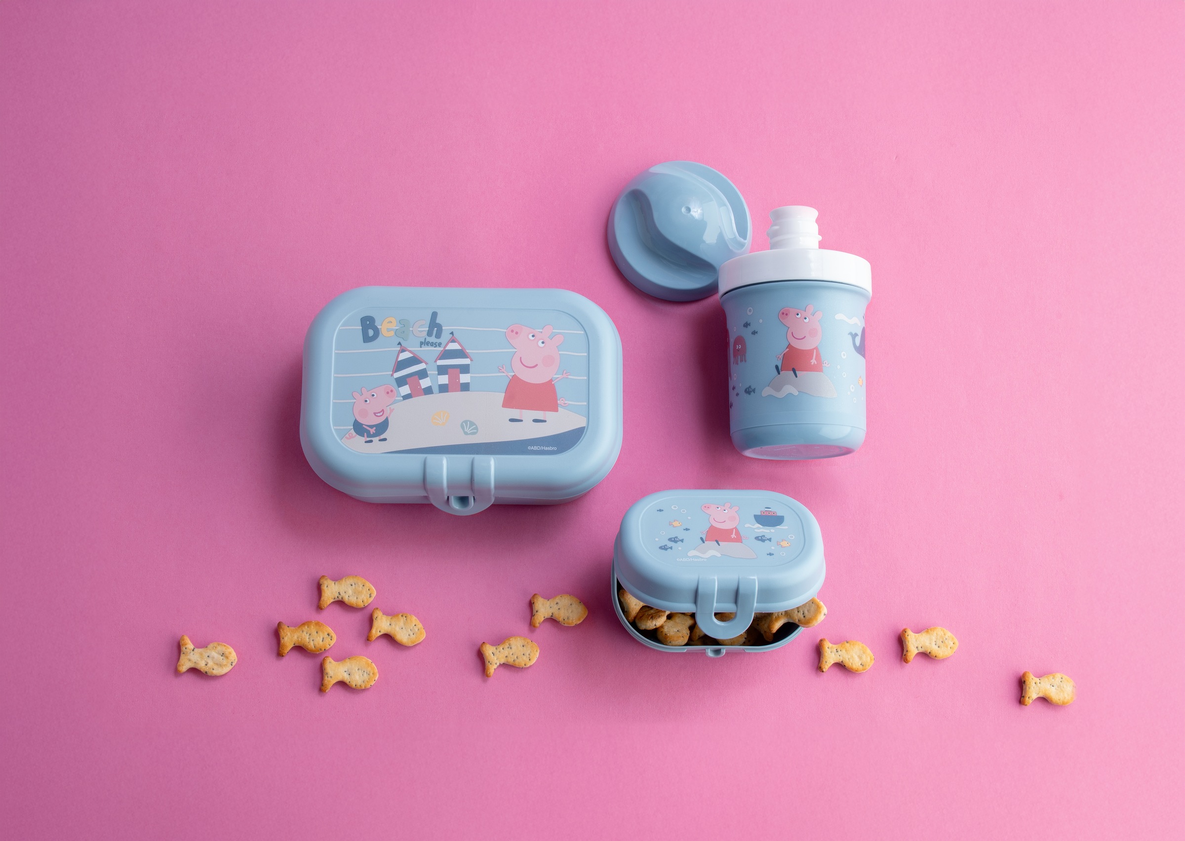 KOZIOL Lunchbox "PEPPA PIG WAVES TO GO" inkl. Trinkflasche, melaminfrei, CO² neutrale Produktion