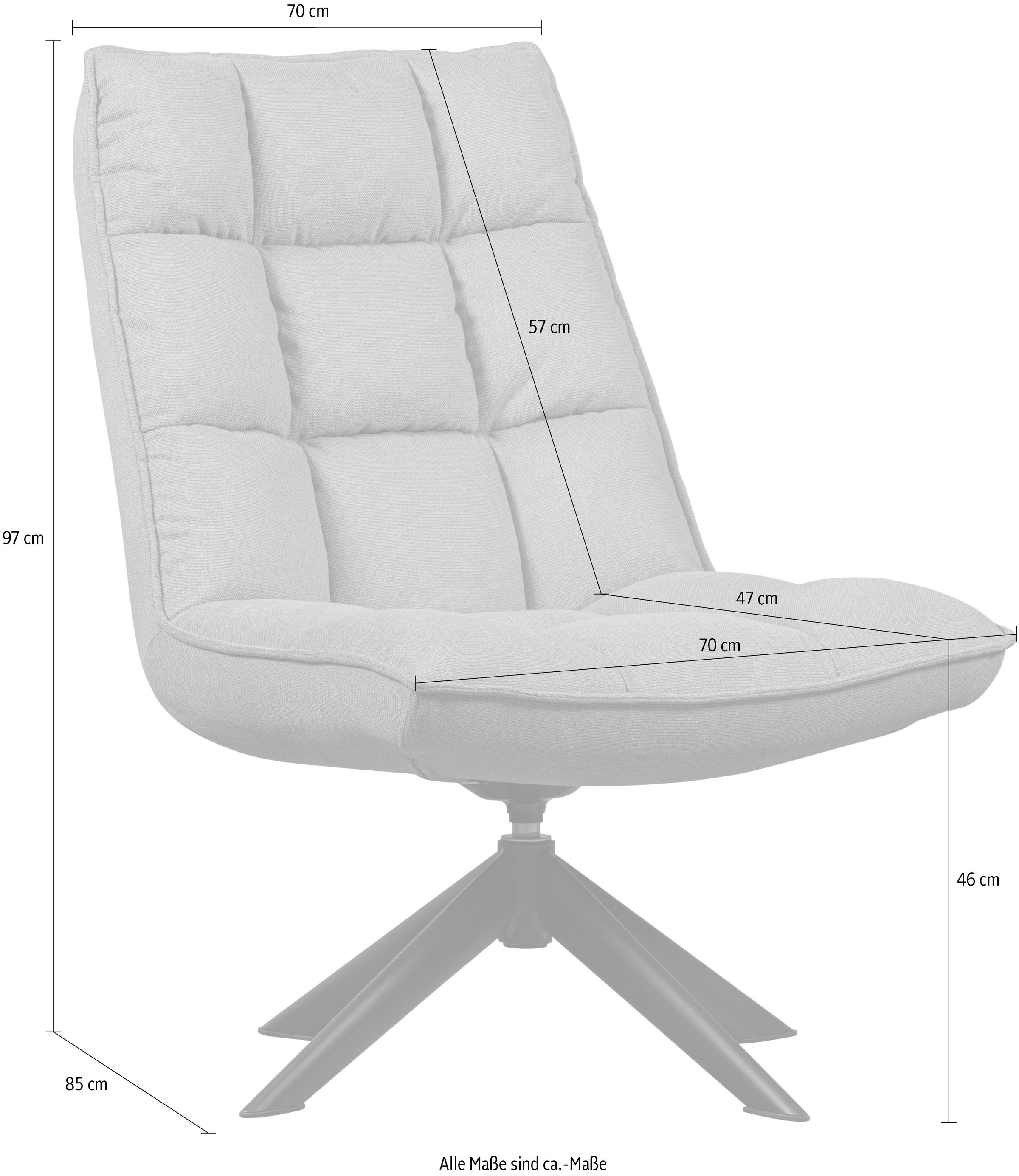WOOOD Drehsessel »Jouke«, in jede Richtung drehbar, H 90 cm x B 70 cm