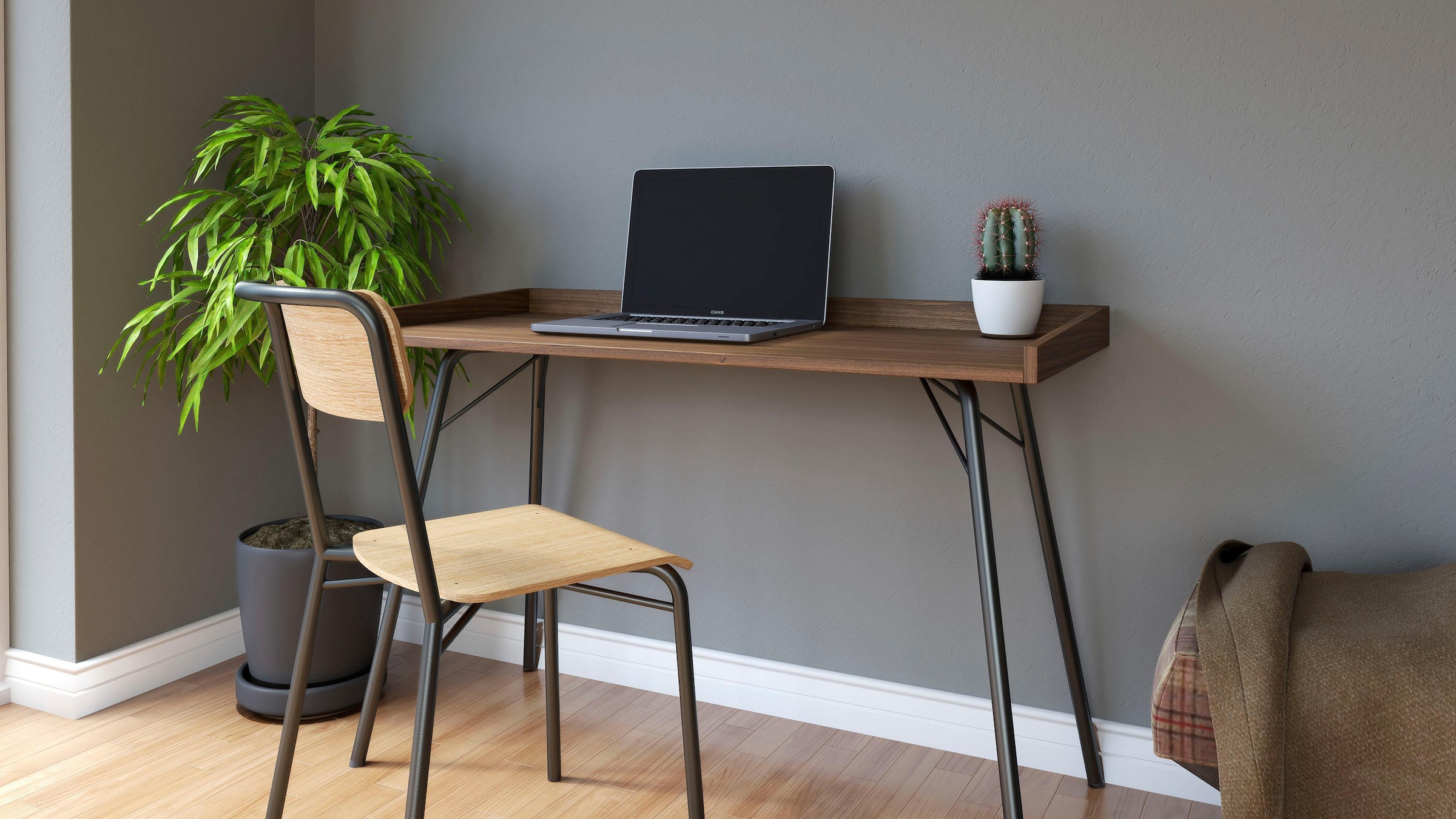 Woodman Schreibtisch "Rayburn, Computertisch, Home Office" Made in Europe, im schlichten skandinavischen Design, FSC-zertifiziert