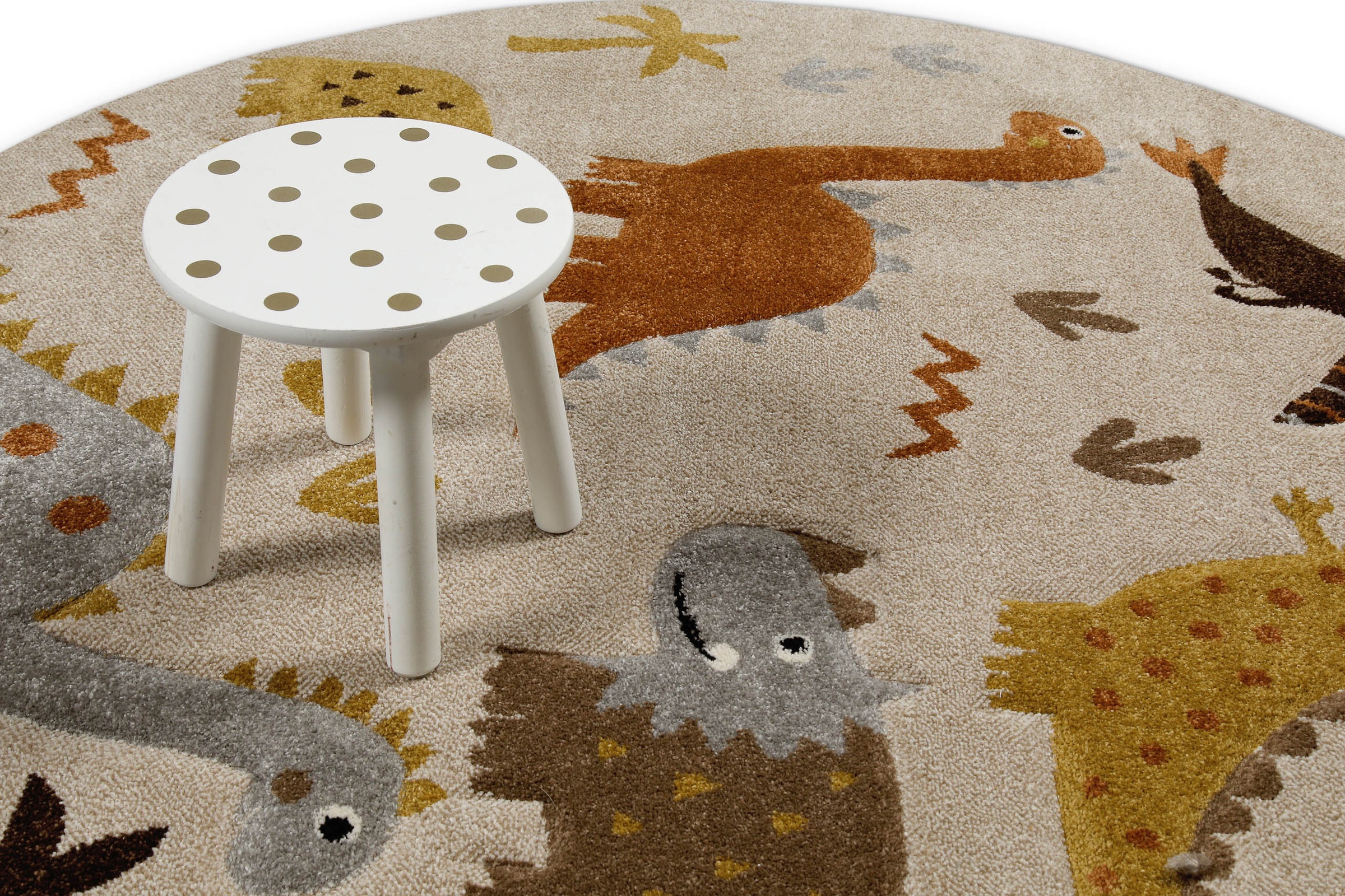 SMART KIDS Kinderteppich »T-Rex & Friends«, rund, 10 mm Höhe, Moderner Spielteppich, strapazierfähig, pflegeleicht, Konturenschnitt