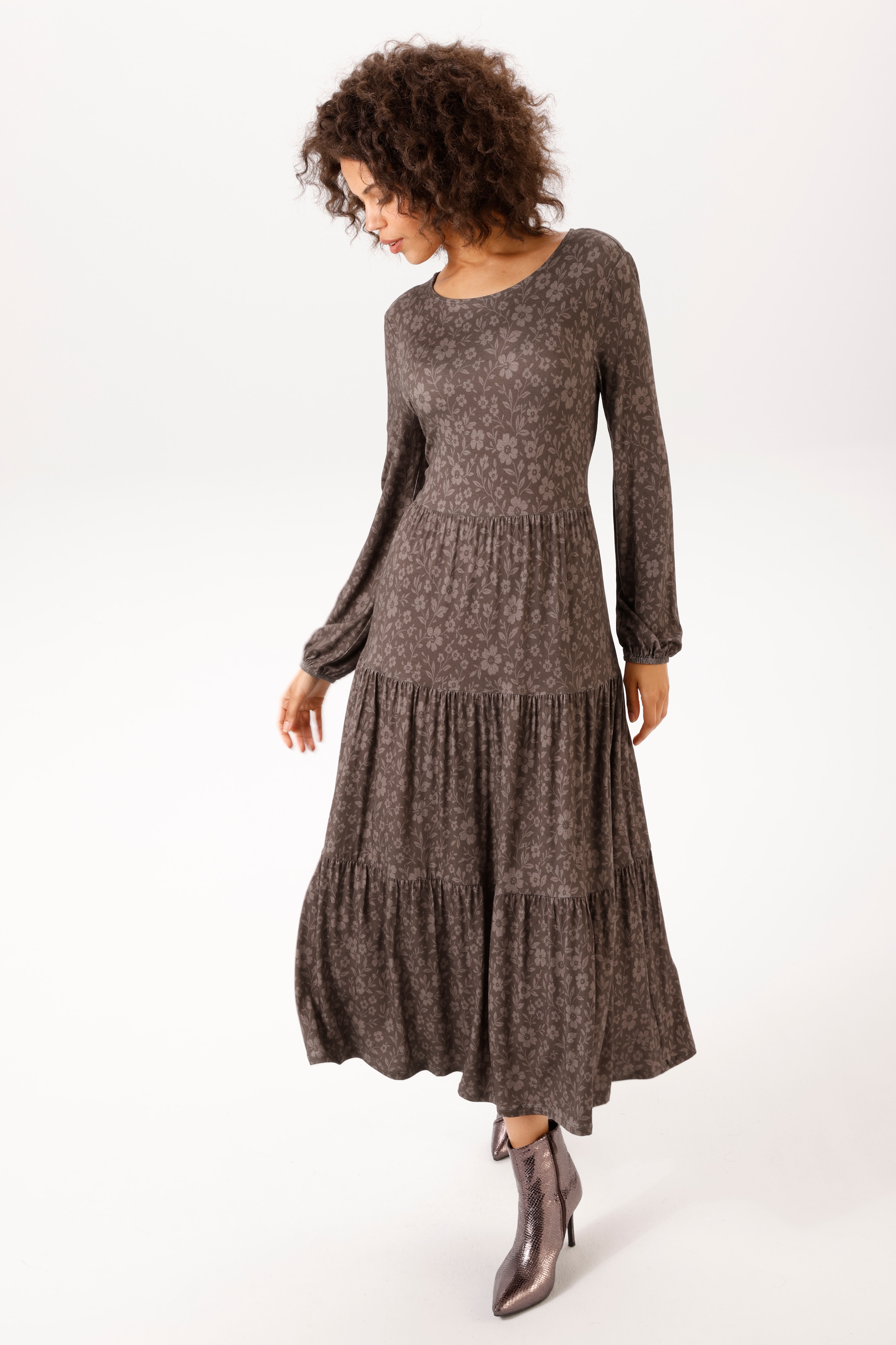 Aniston CASUAL Jerseykleid mit dezenten Blumendruck - jedes Teil ein Unikat - NEUE KOLLEKTION
