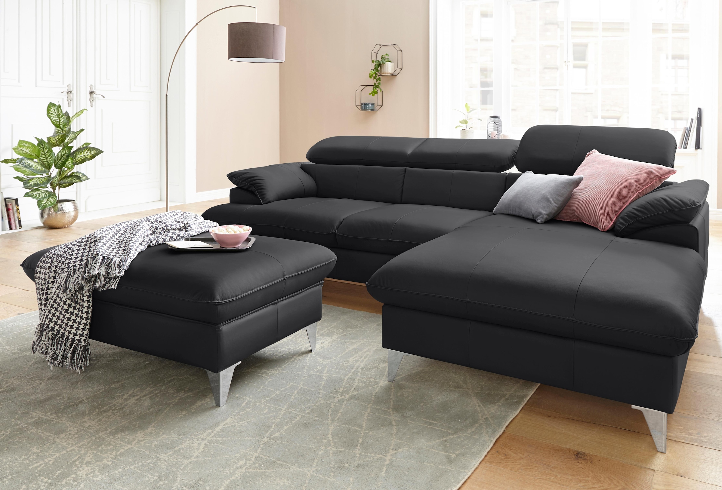 COTTA Ecksofa »Caluso L-Form«, mit Kopfteilverstellung, wahlweise mit Bettfunktion & Bettkasten