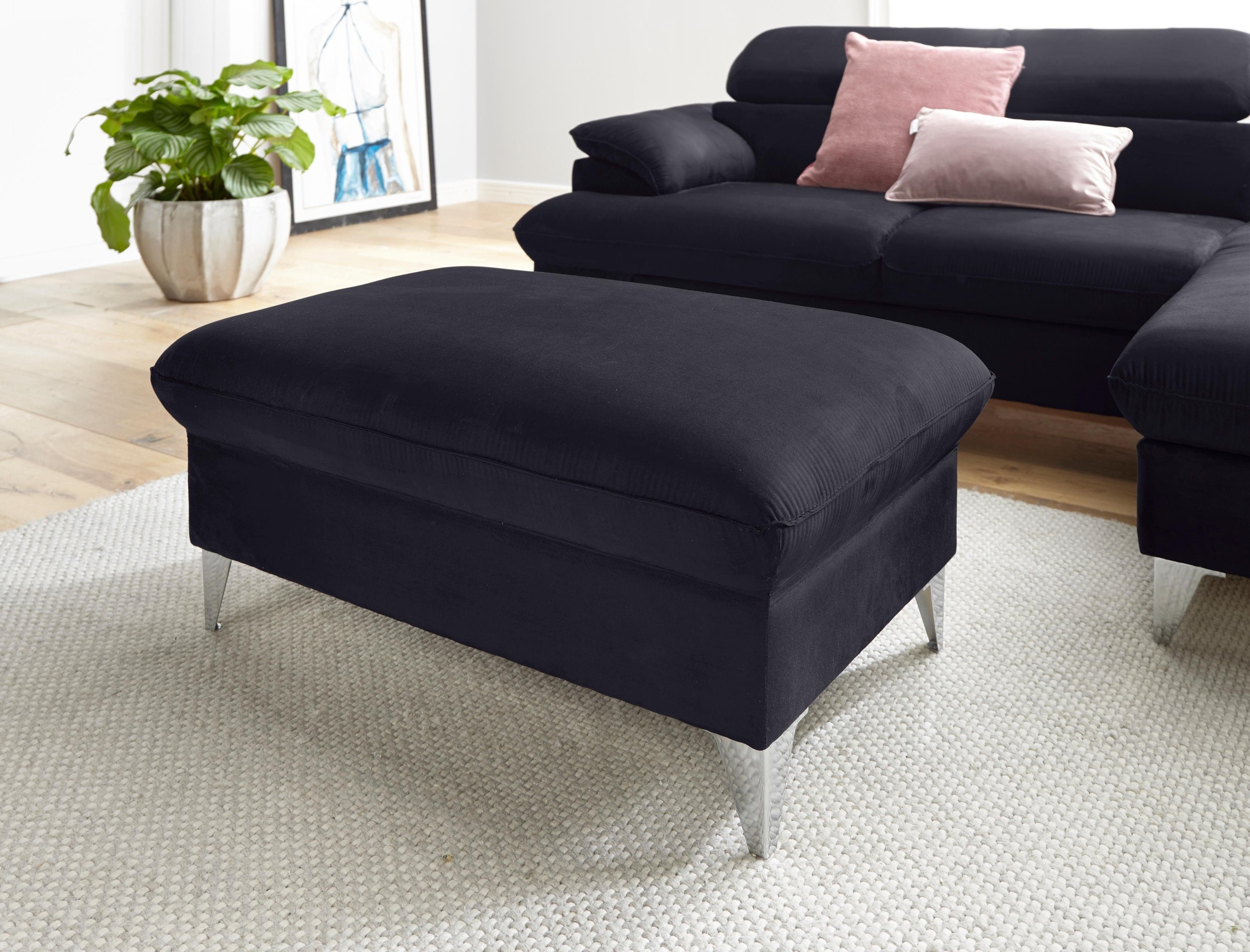 COTTA Polstergarnitur »Caluso L-Form«, Set bestehend aus: Ecksofa mit Kopfteilverstellung & Hocker