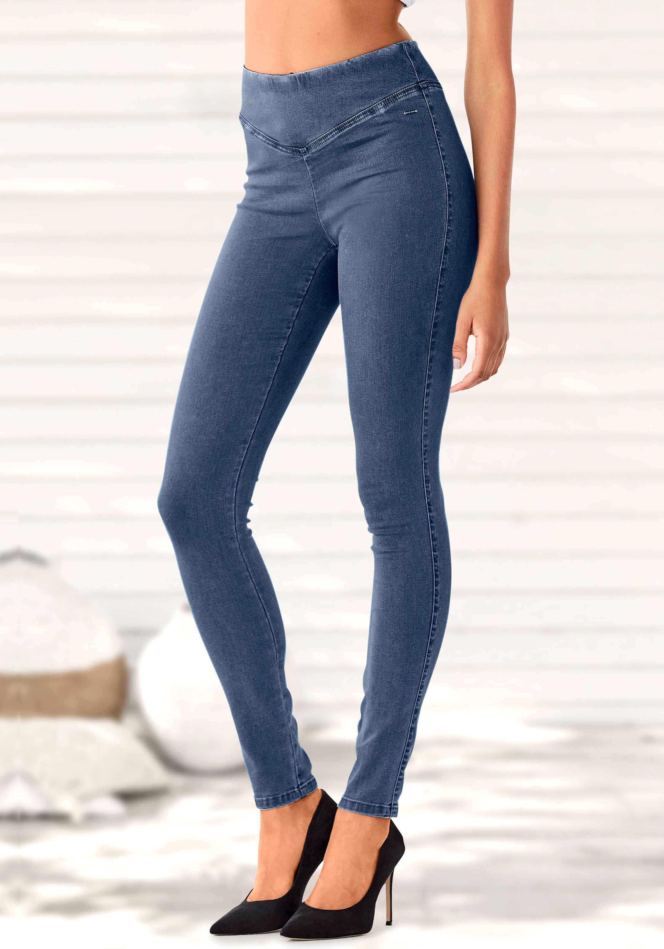 Jeggings, mit breitem Bund