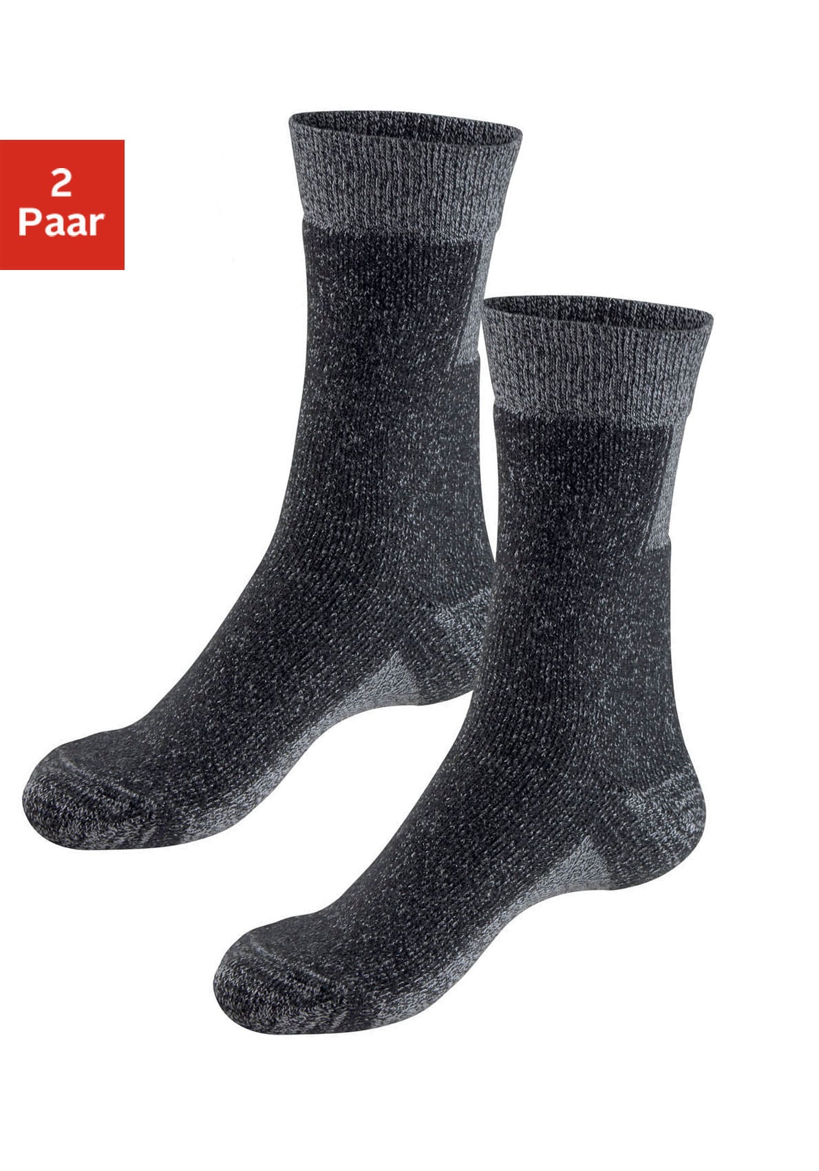 H.I.S Wandersocken "Wandersocken Herren, Atmungsaktive Wintersocken" Packung, 2 Paar tlg. mit extra Stützfunktion und Polsterung