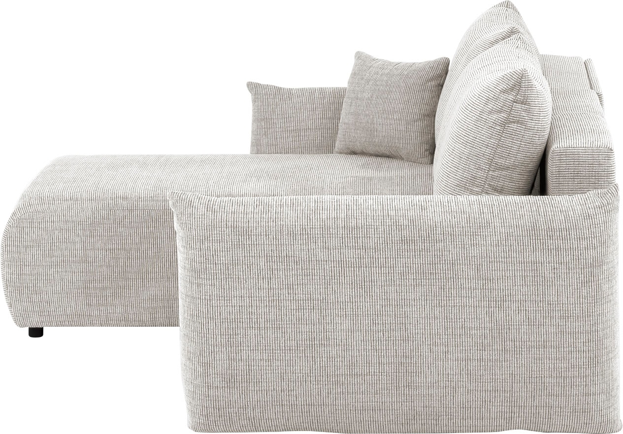 INOSIGN Ecksofa »MAVAS Schlafsofa mit Bettkasten, L-Form,«, ca.257/127cm (Liegefläche 212/145 cm), Cord, Chenille, Struktur