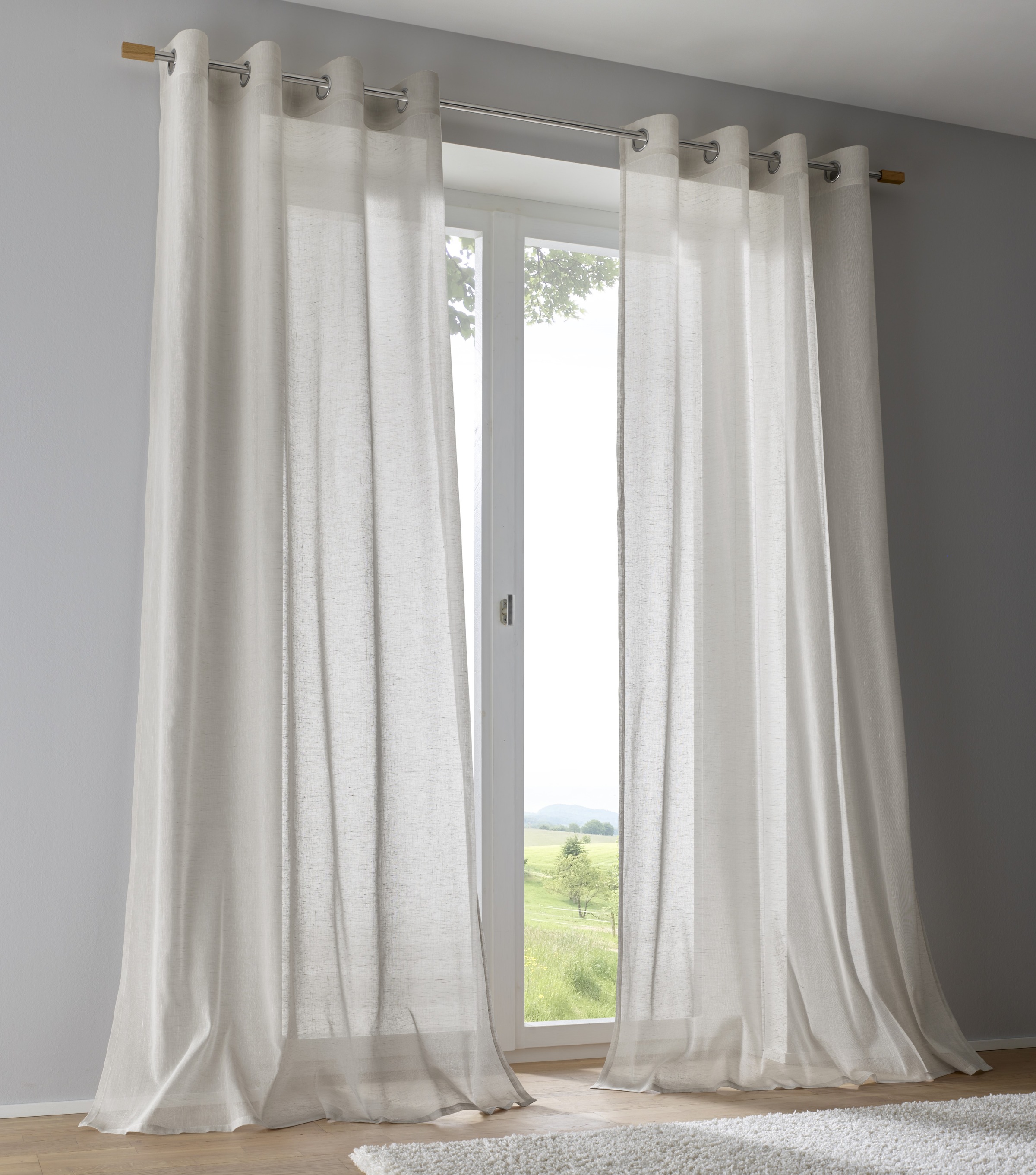 Kutti Vorhang "Brondby" Ösen 1 Stk. tlg. Landhausgardine Leinenoptik Natur günstig online kaufen