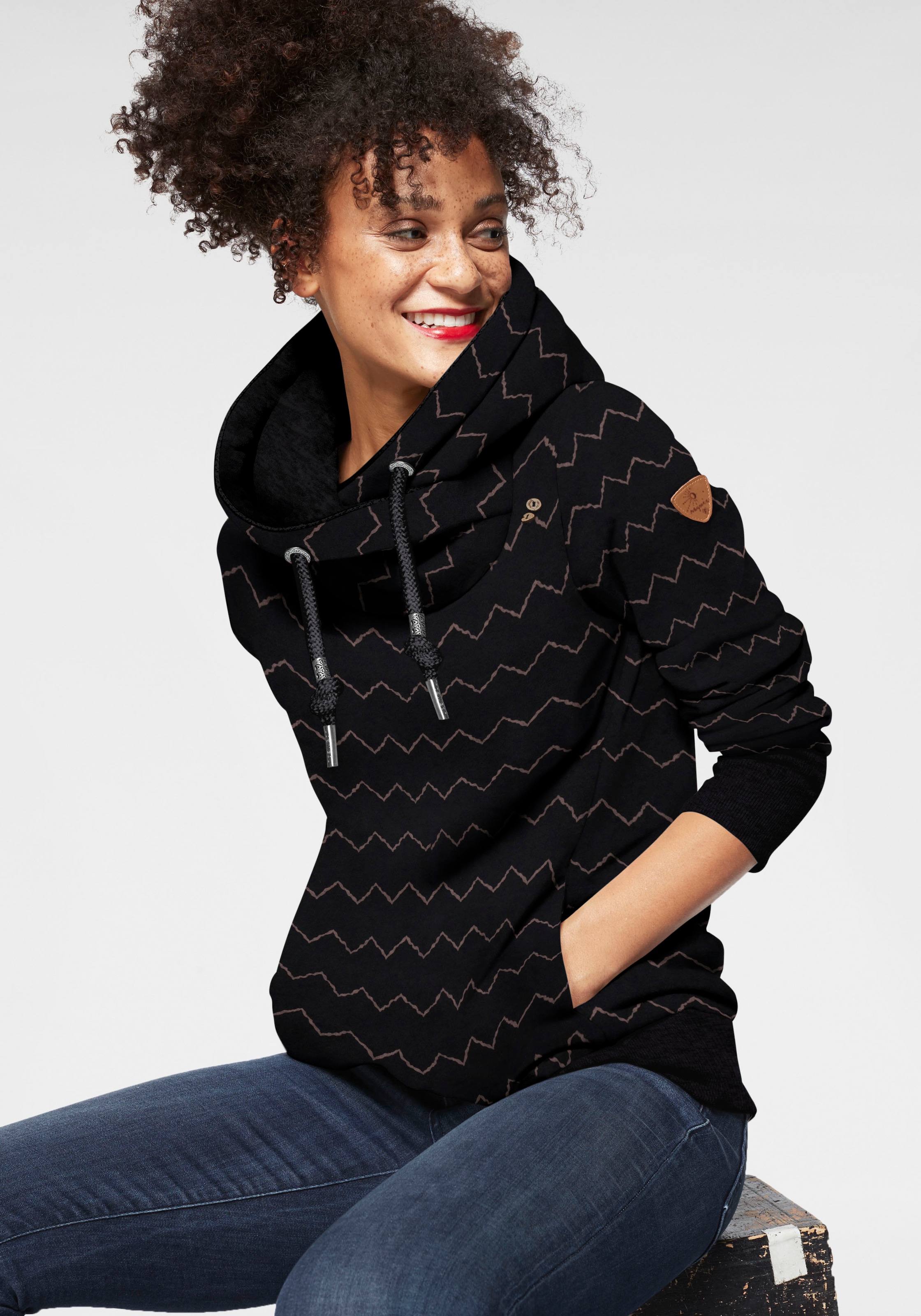 Ragwear Kapuzensweatshirt "GRIPY BUTTON CHEVRON O", Hoodie mit hochschießen günstig online kaufen