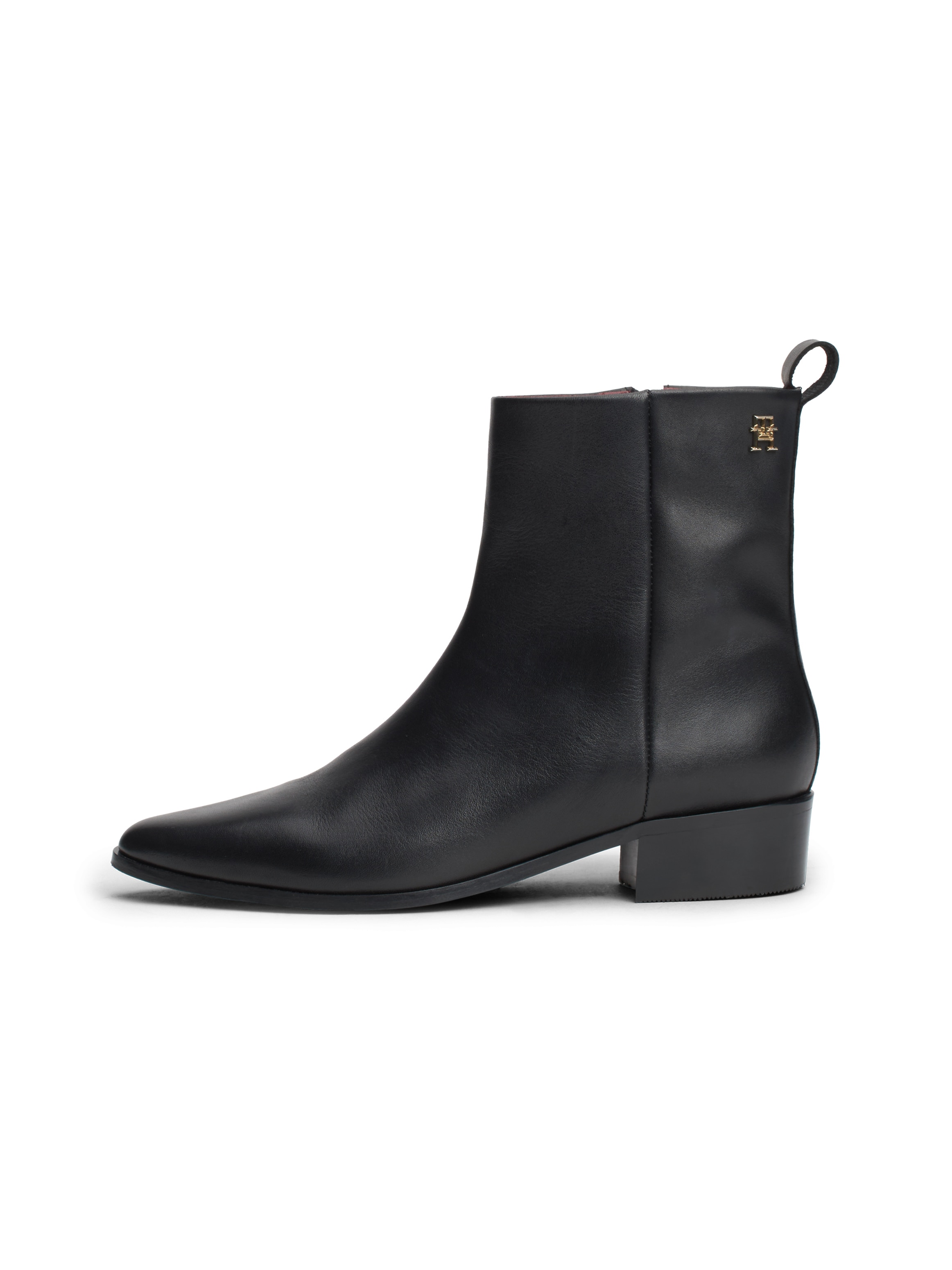 Tommy Hilfiger Stiefelette »LOW COWBOY FLAT LEATHER«, Basic, Blockabsatz, Businesschuh in schmaler Form
