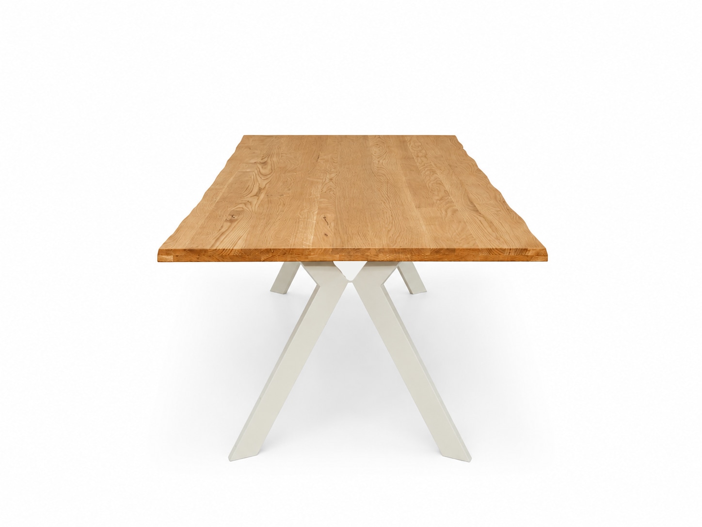 OTTO home Esstisch »»MONACO« Speisetisch, Küchentisch, Wohntisch, Esszimmertisch« Wildeiche geölt Natur, Baumkante, A-Gestell Pearl White Metall