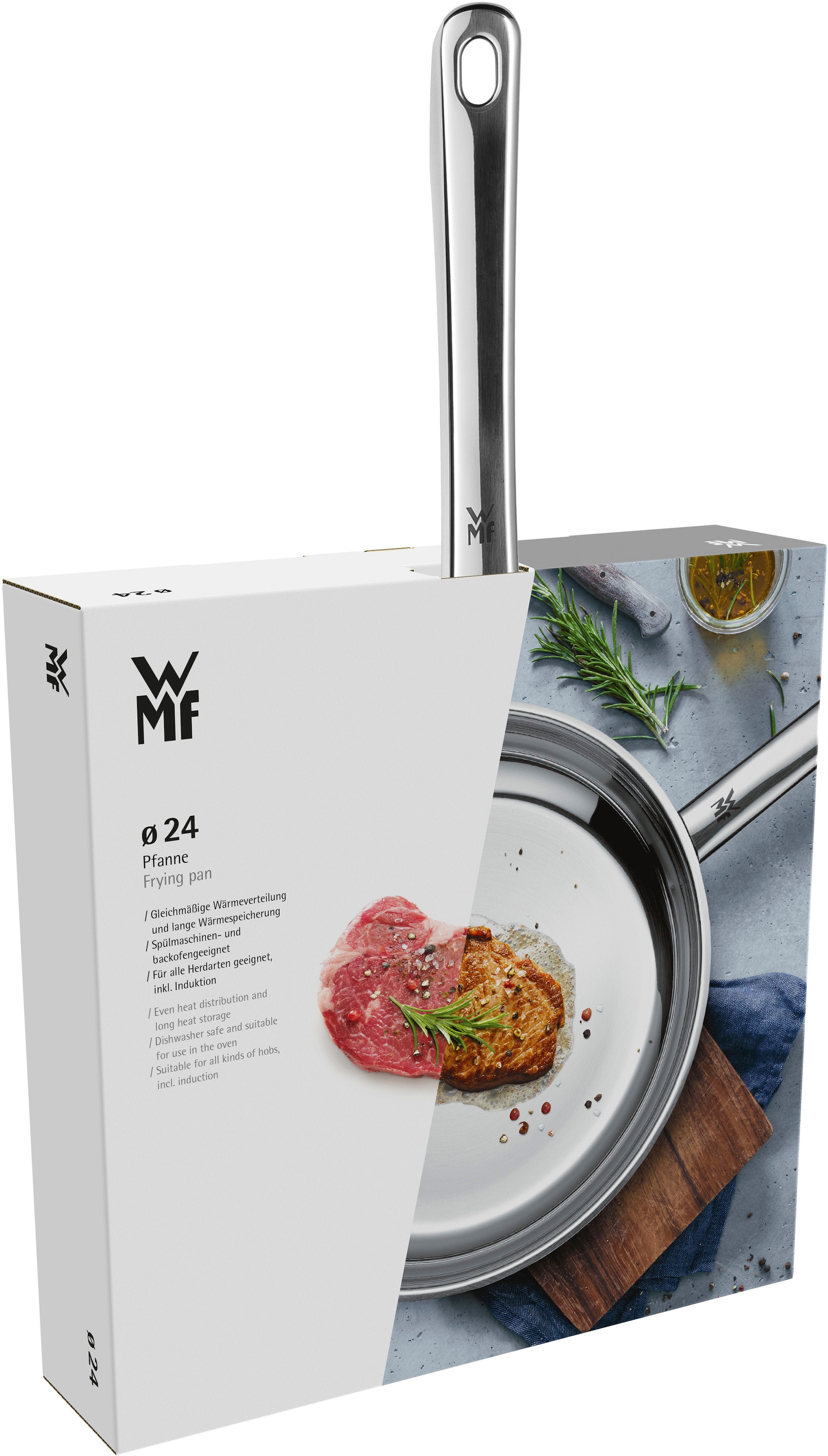 WMF Bratpfanne »Compact Cuisine«, Cromargan® Edelstahl Rostfrei 18/10, (1 tlg.), 24 cm, wärmereduzierender Hohlgriff, TransTherm-Allherdboden