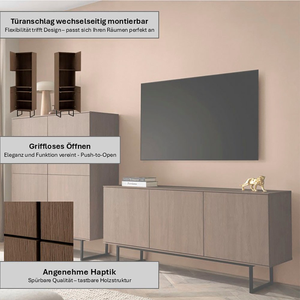 Home affaire Wohnzimmer-Set »Lund, moderne Anbauwand, Wohnzimmer-Set in Stone Oak oder Nussbaum« 2 Stk. tlg.